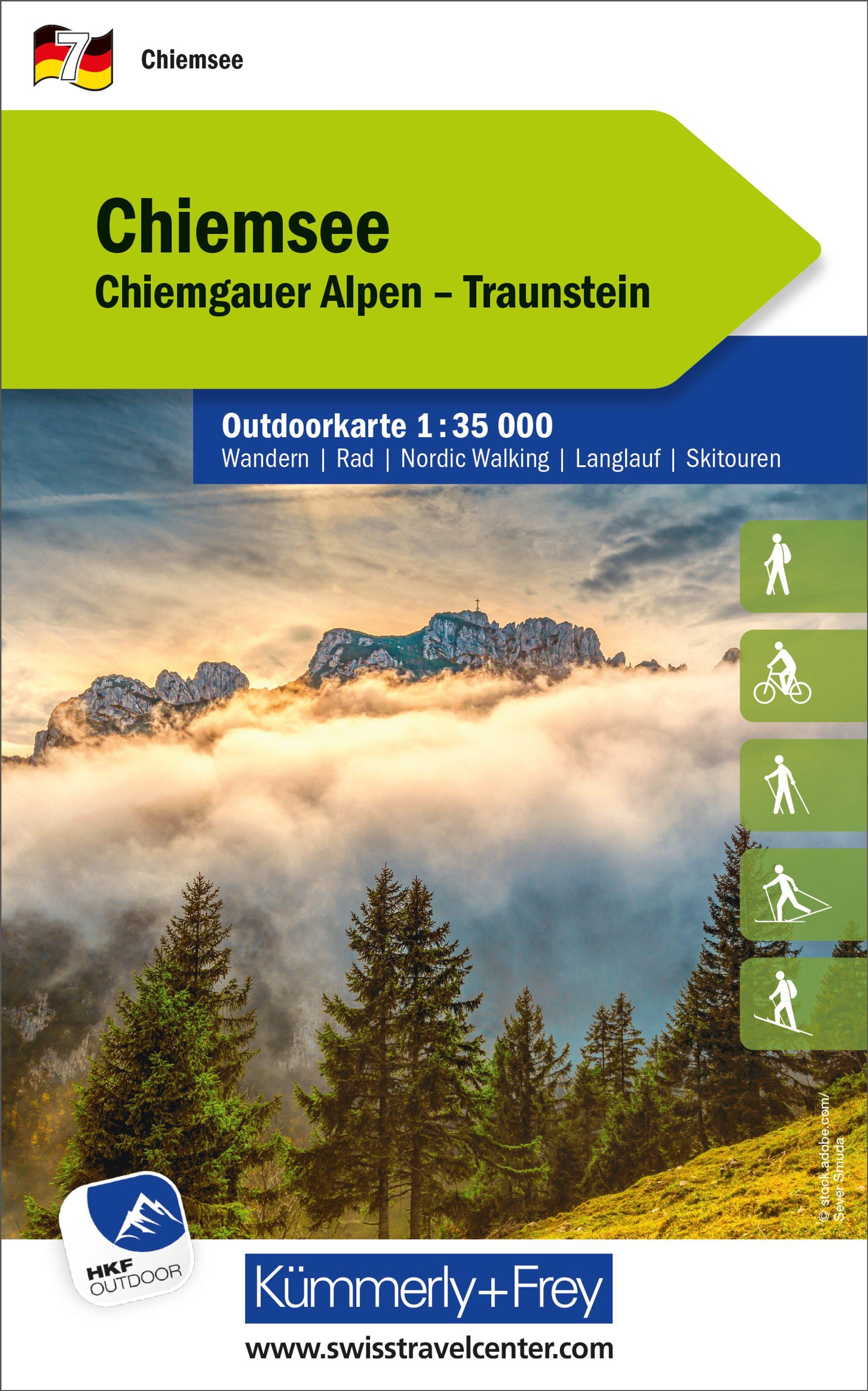 Vorderes Coverbild Kümmerly+Frey Outdoorkarte Deutschland 7 Chiemsee 1:35.000