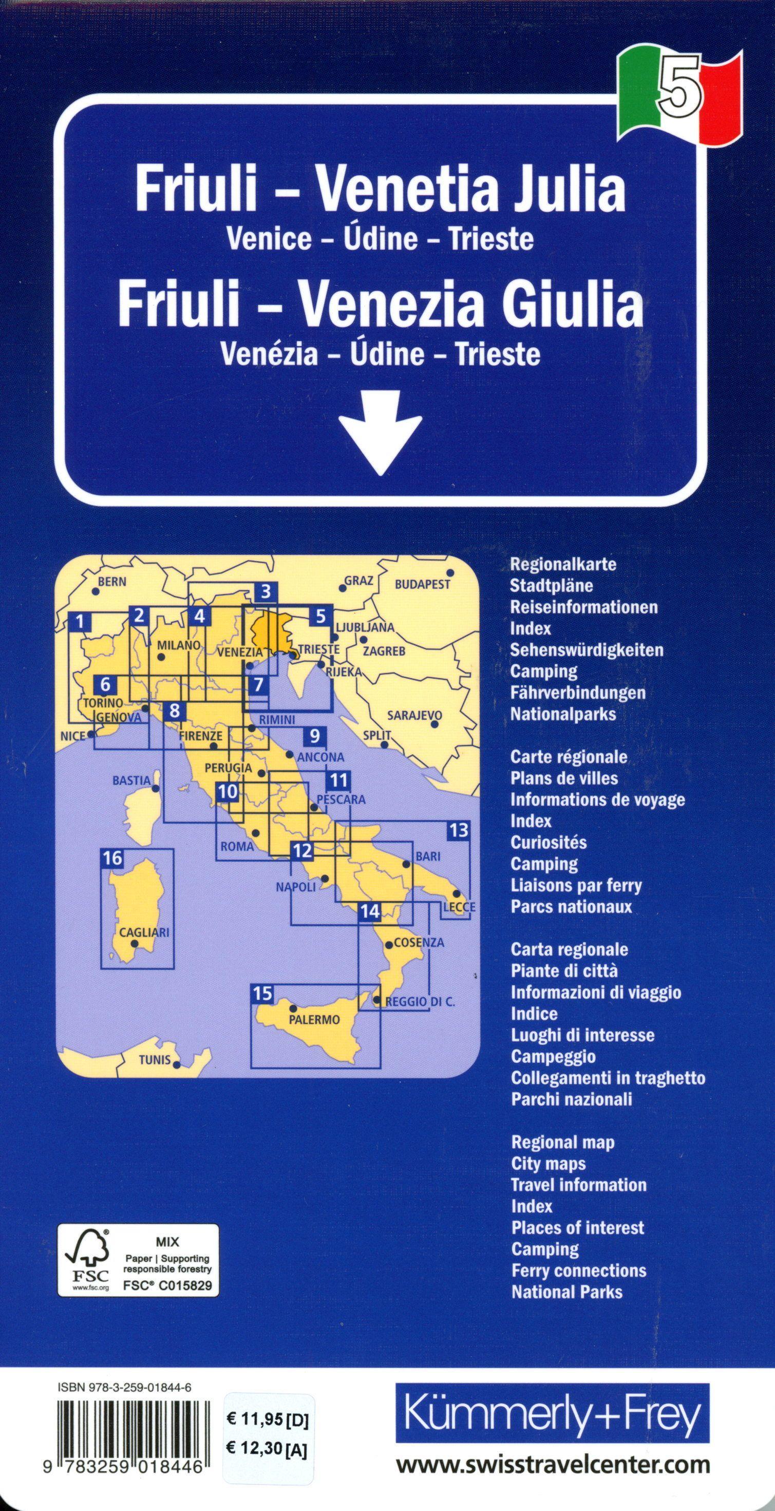 Beispielinhalt (Bild) Kümmerly+Frey Regional-Strassenkarte 5 Friaul, Julisch Venetien 1:200.000