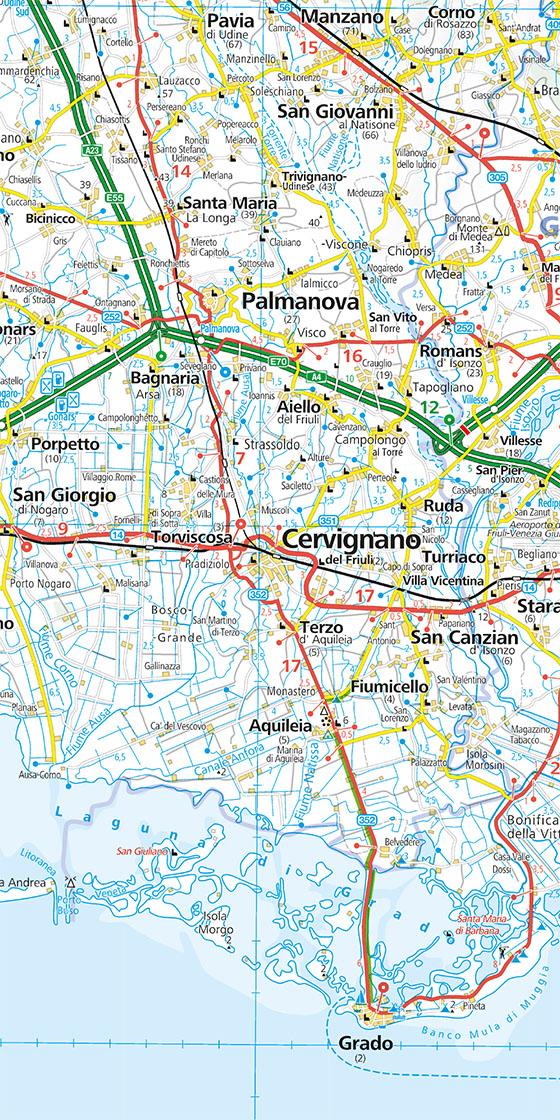 Beispielinhalt (Bild) Kümmerly+Frey Regional-Strassenkarte 5 Friaul, Julisch Venetien 1:200.000