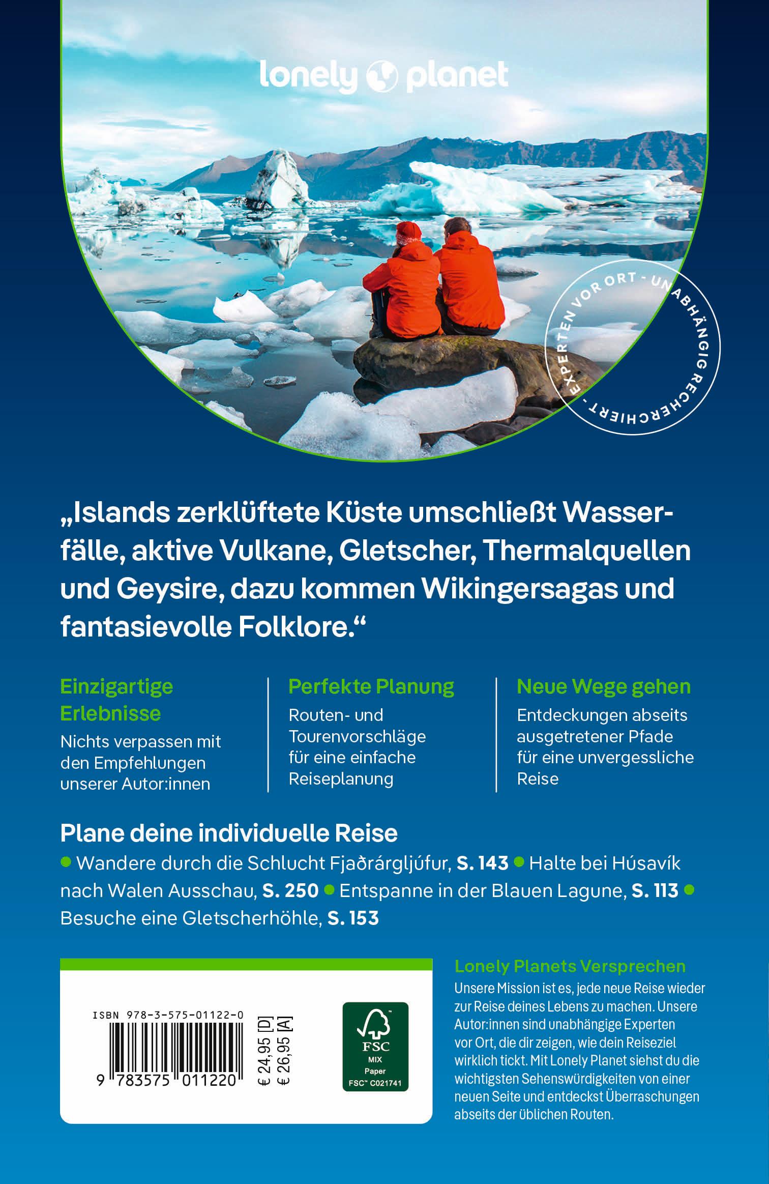 Rückseitencover LONELY PLANET Reiseführer Island