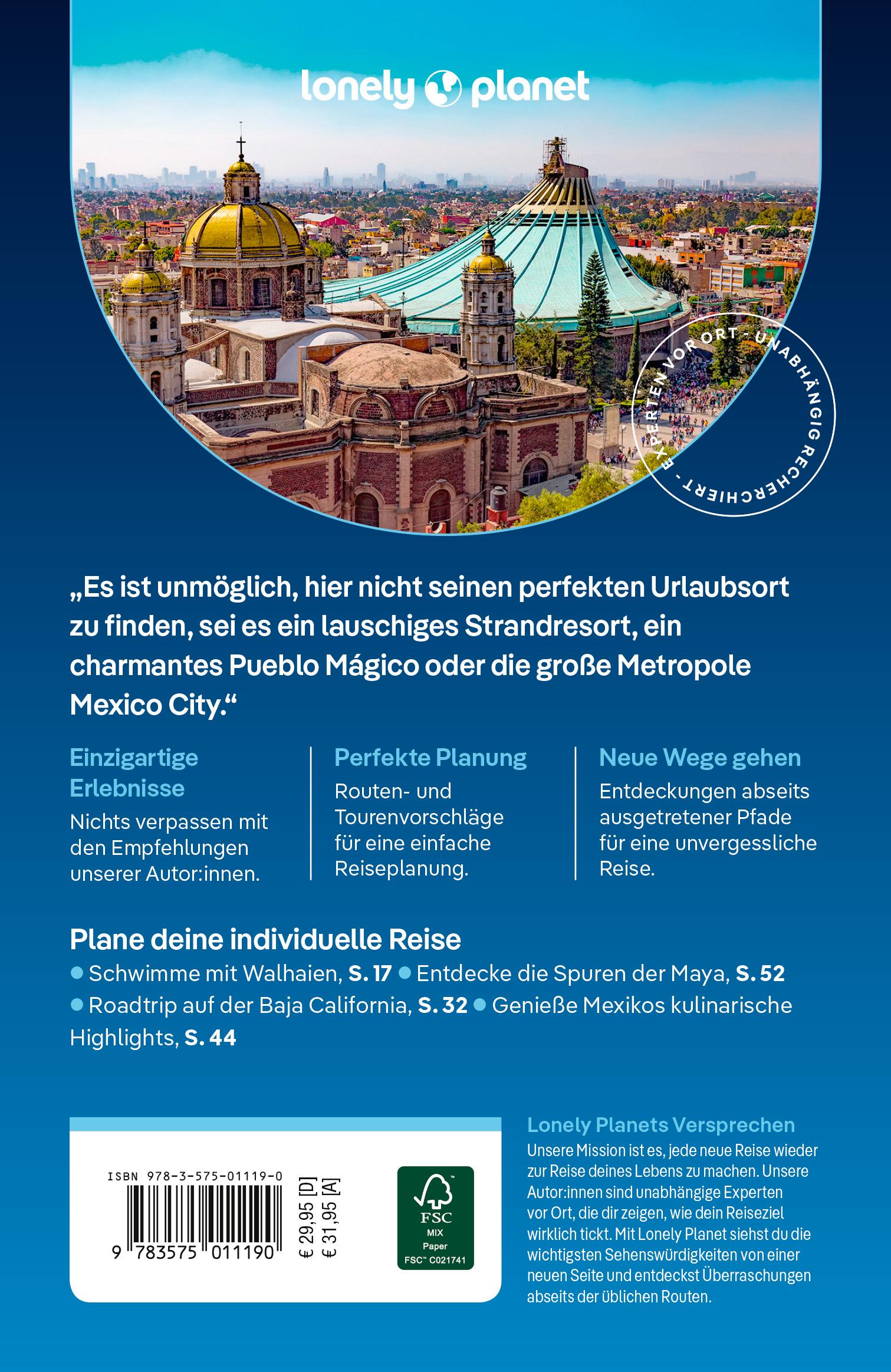 Rückseitencover LONELY PLANET Reiseführer Mexiko
