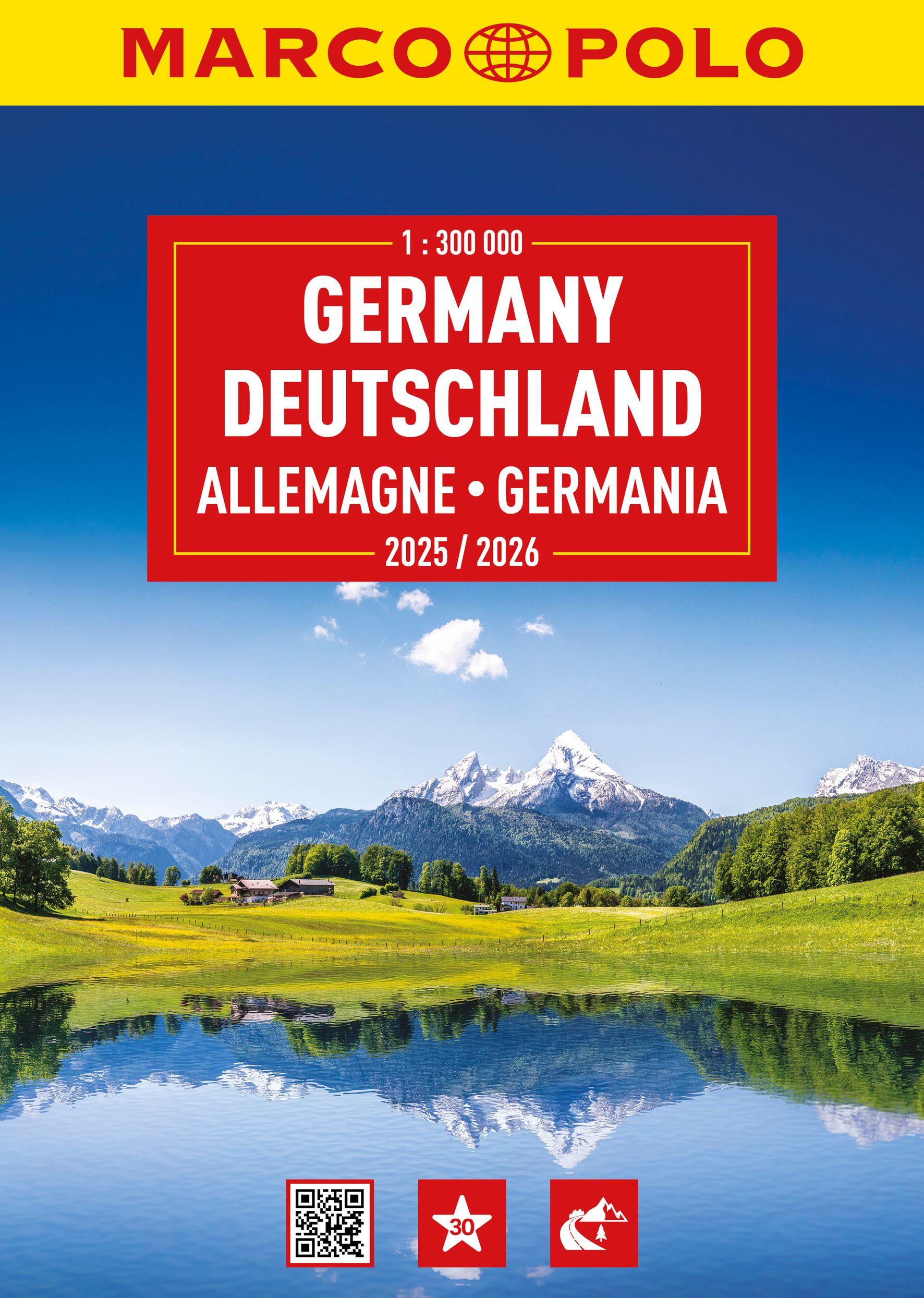 Vorderes Coverbild MARCO POLO Reiseatlas 2025/2026 Deutschland 1:300.000