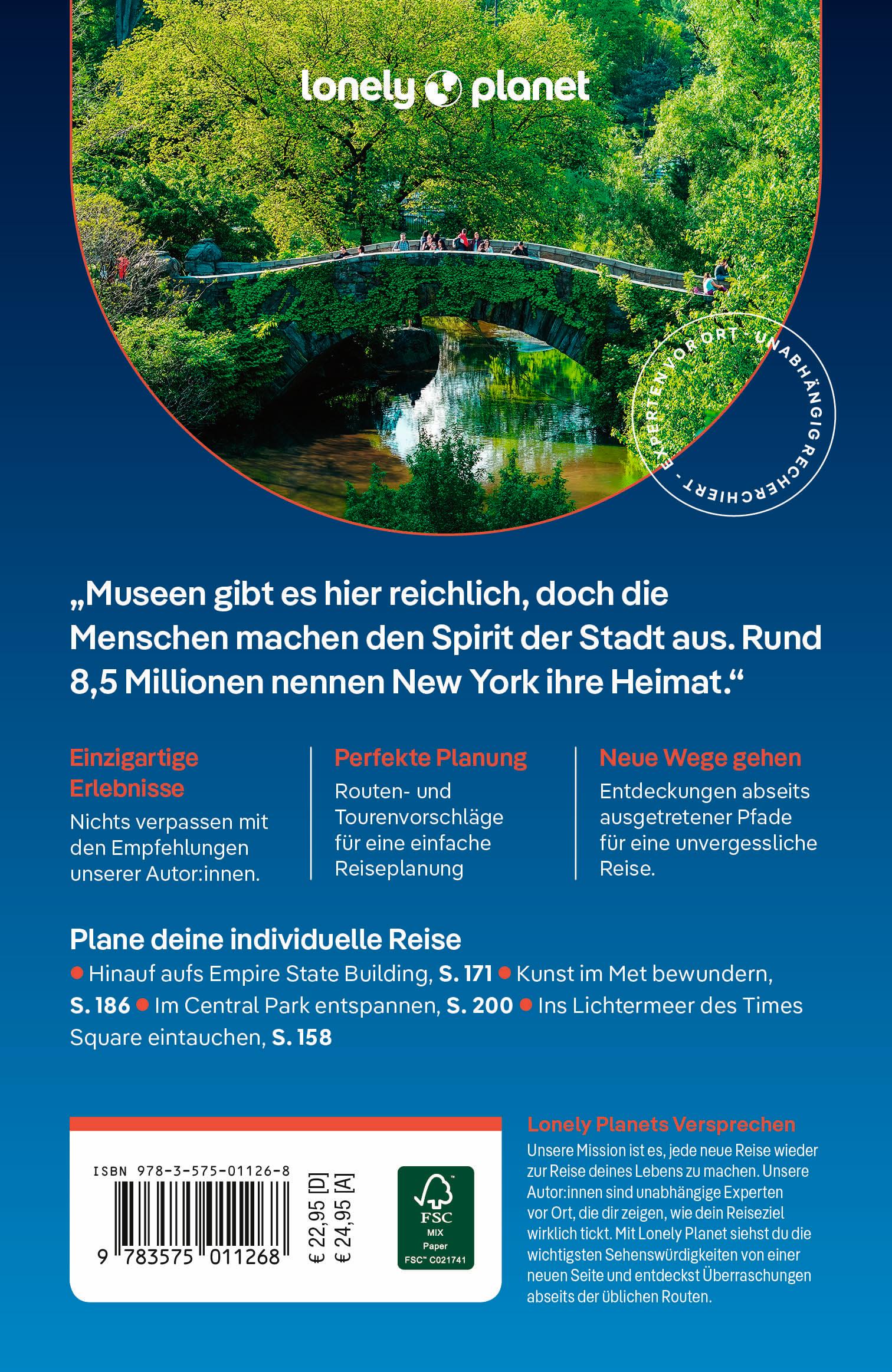Rückseitencover LONELY PLANET Reiseführer New York