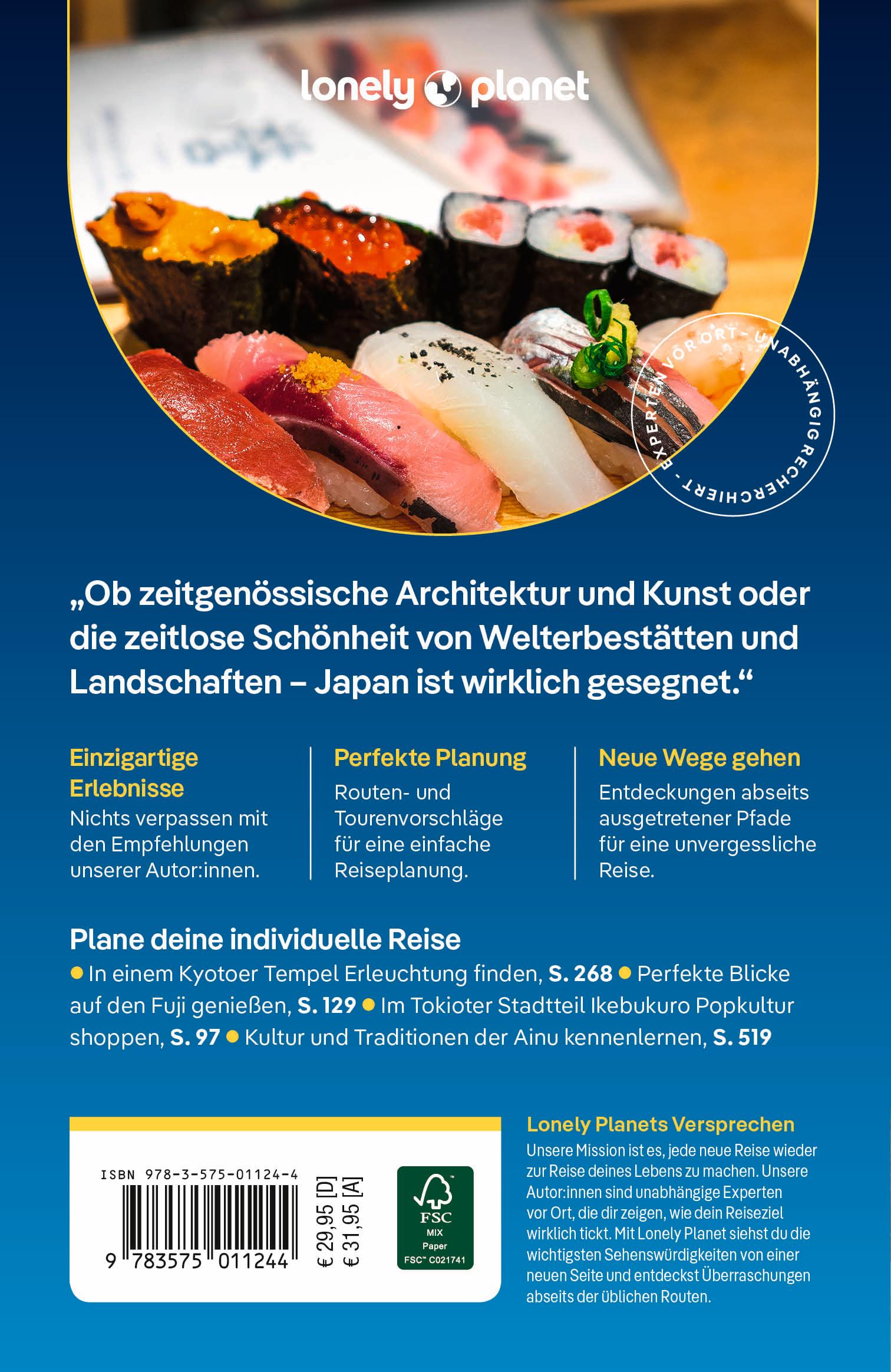 Rückseitencover LONELY PLANET Reiseführer Japan