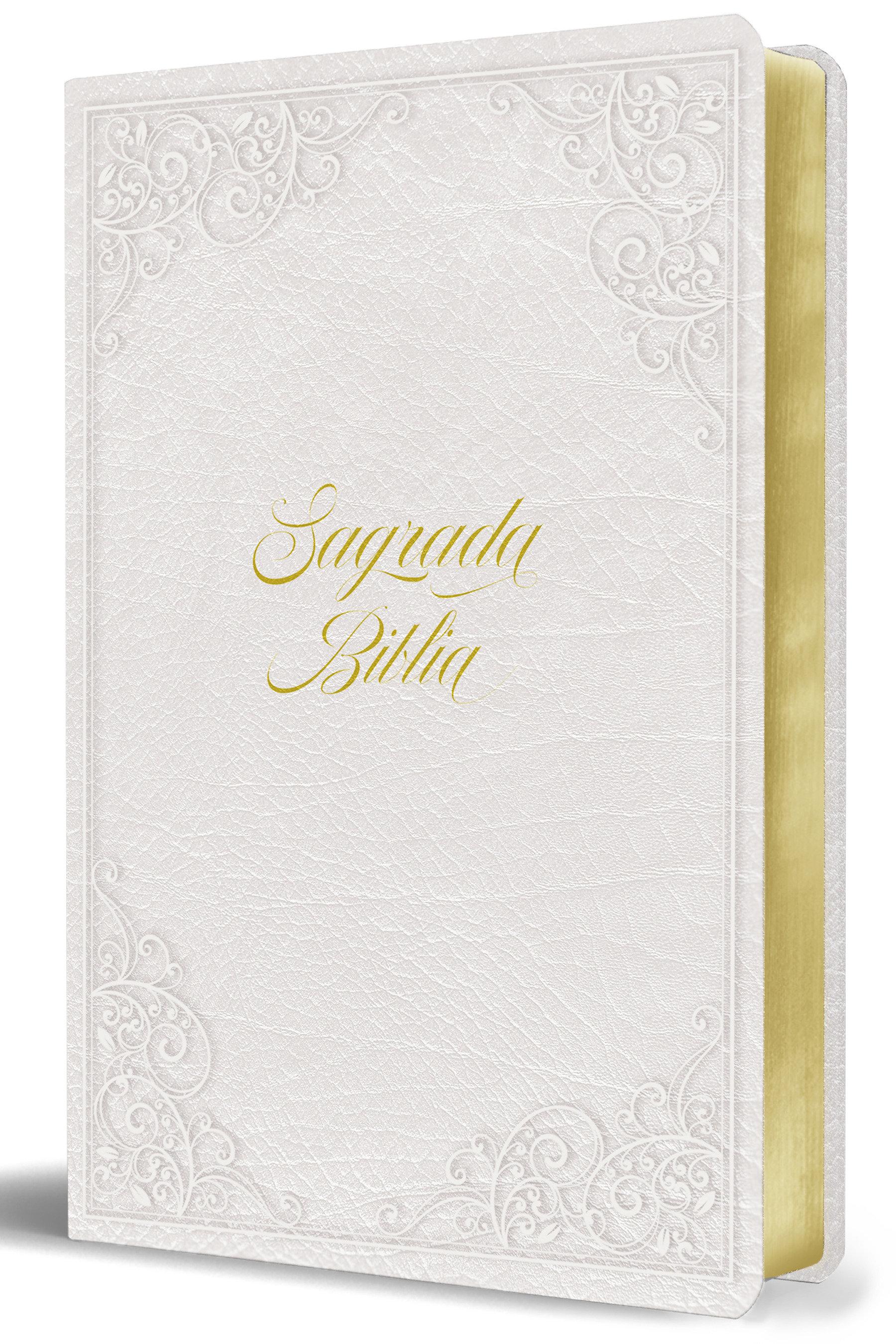 Vorderes Coverbild Biblia Católica: Letra Grande. Símil Piel Blanca: Boda, Quinceañera, Primera Comu Nión / Catholic Leathersoft White Bible: Bride, Quinceanera, First Communi