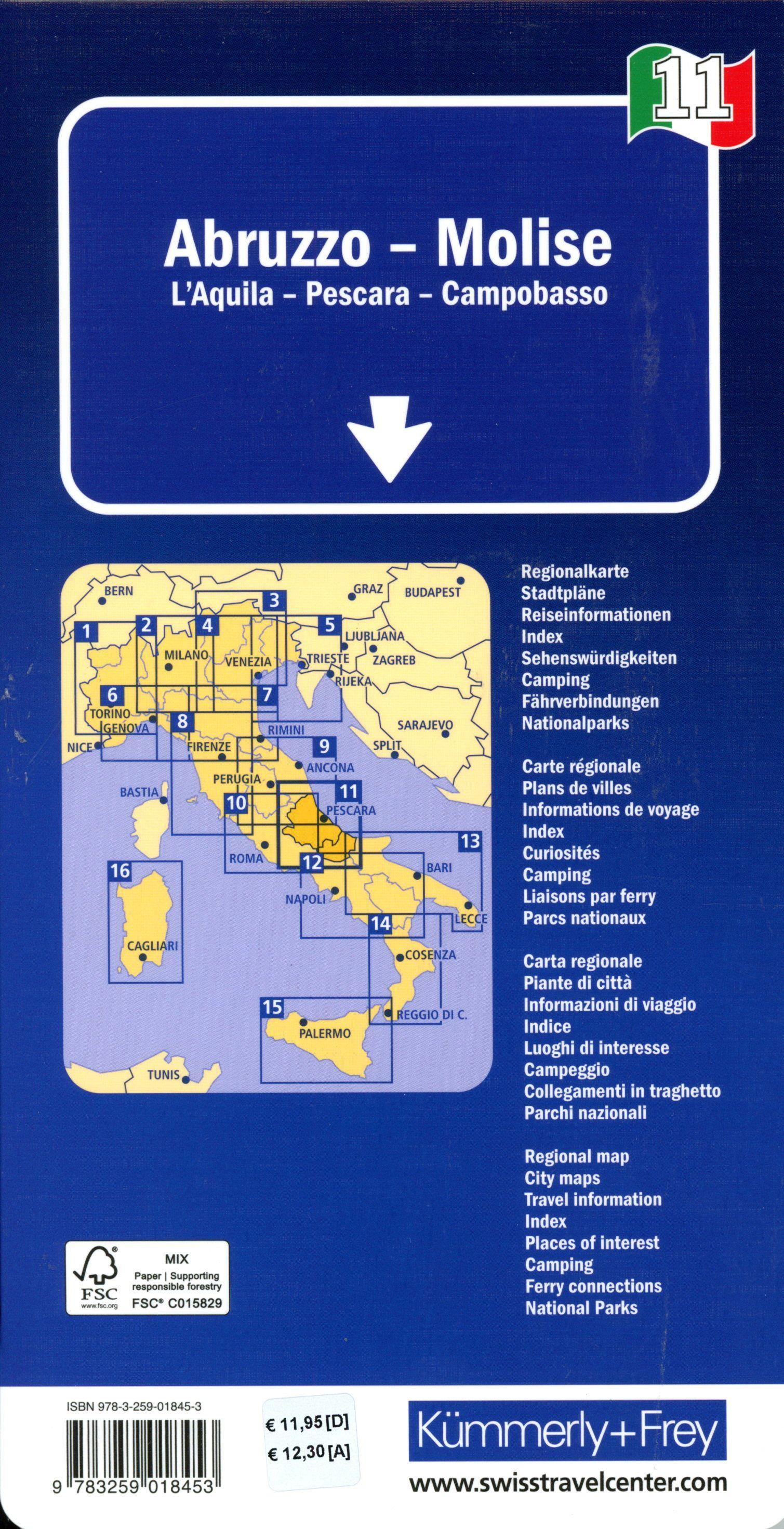 Beispielinhalt (Bild) Kümmerly+Frey Regional-Strassenkarte 11 Abruzzen, Molise 1:200.000