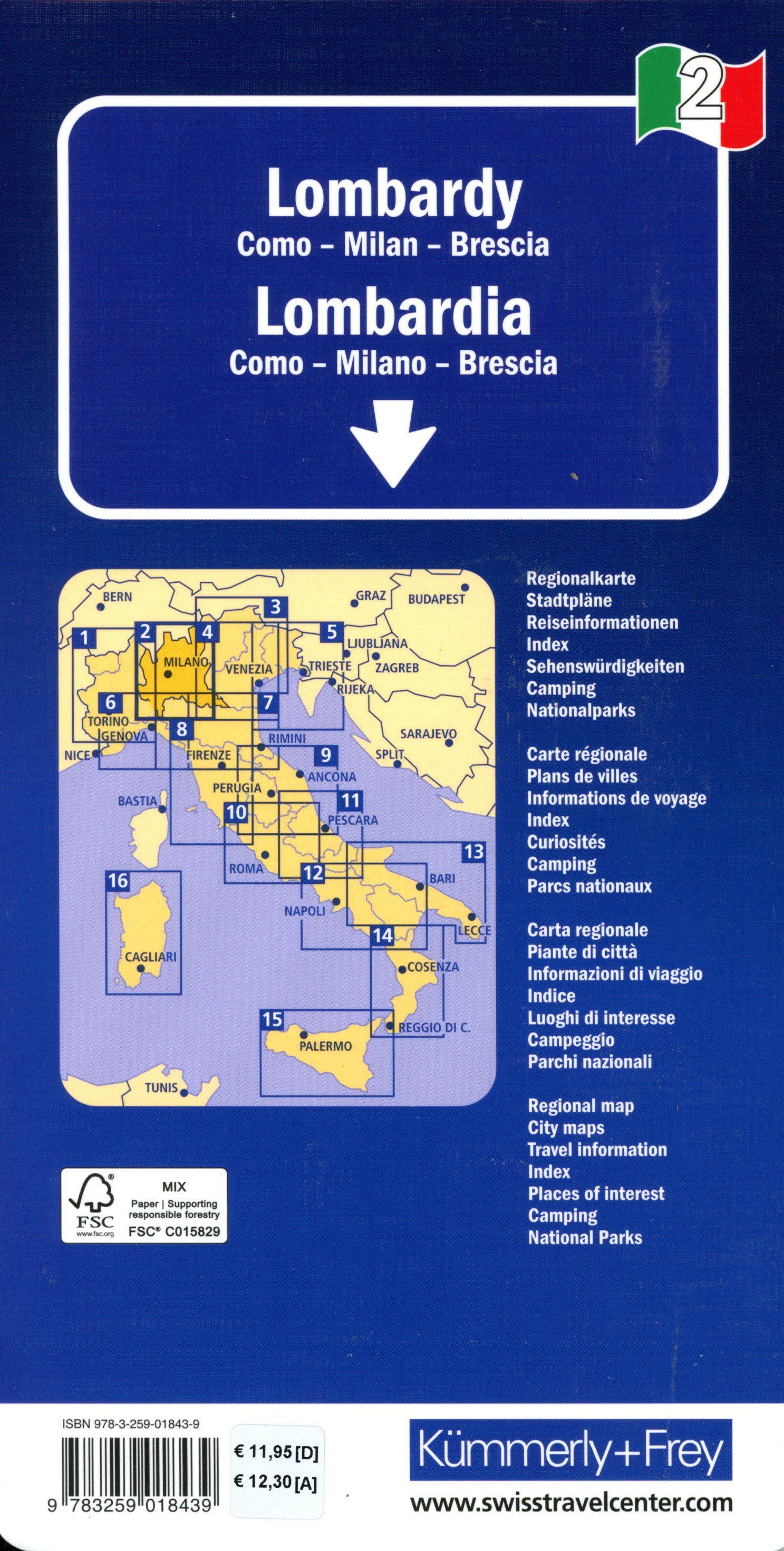 Beispielinhalt (Bild) Kümmerly+Frey Regional-Strassenkarte 2 Lombardei 1:200.000