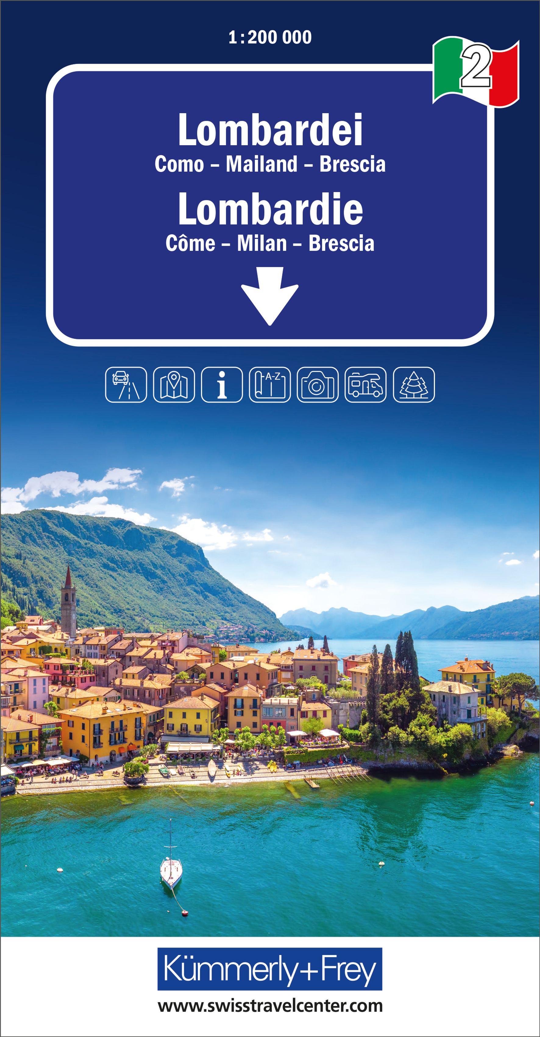 Vorderes Coverbild Kümmerly+Frey Regional-Strassenkarte 2 Lombardei 1:200.000