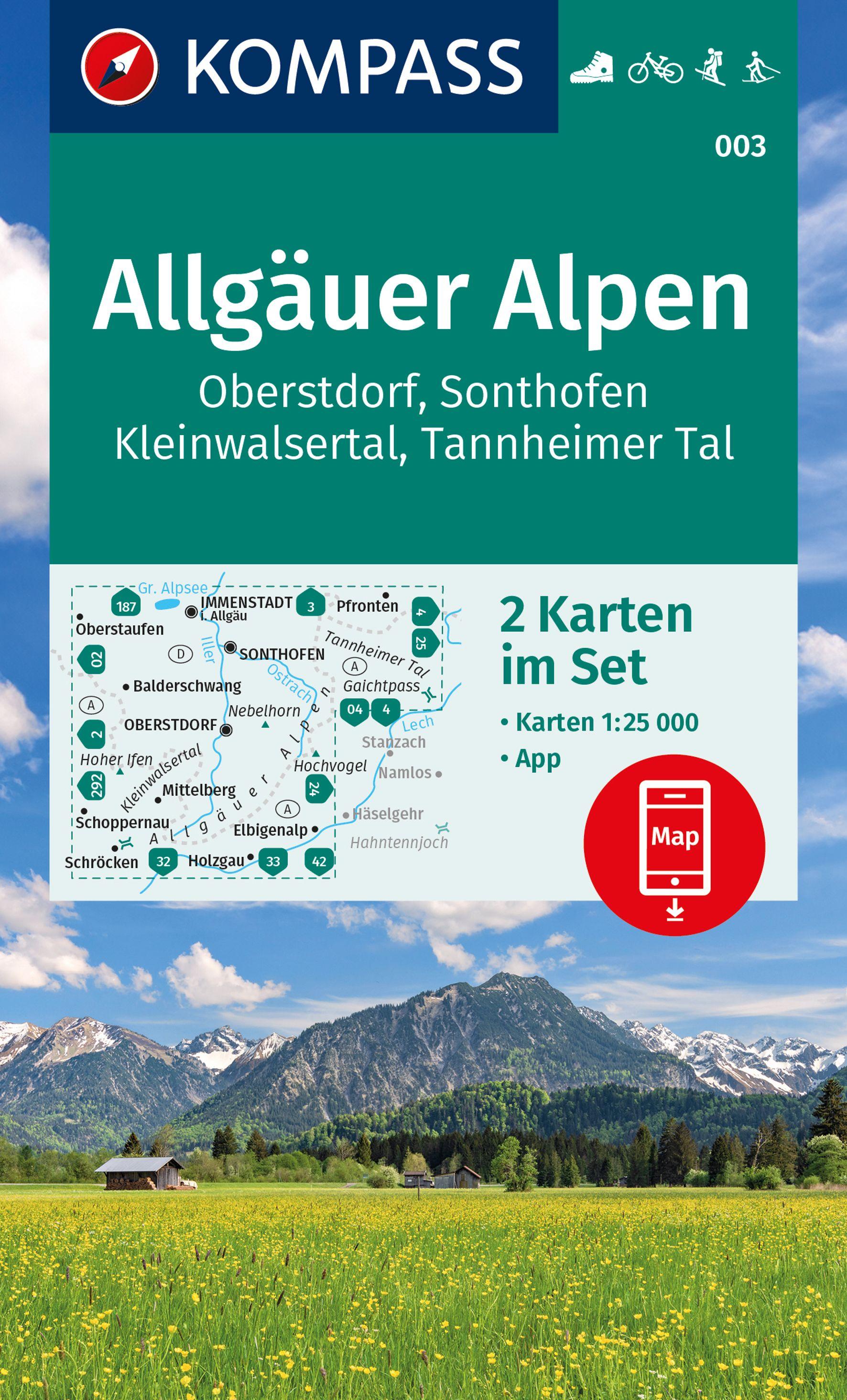 Vorderes Coverbild KOMPASS Wanderkarten-Set 003 Allgäuer Alpen, Oberstdorf, Sonthofen, Kleinwalsertal, Tannheimer Tal (2 Karten) 1:25.000