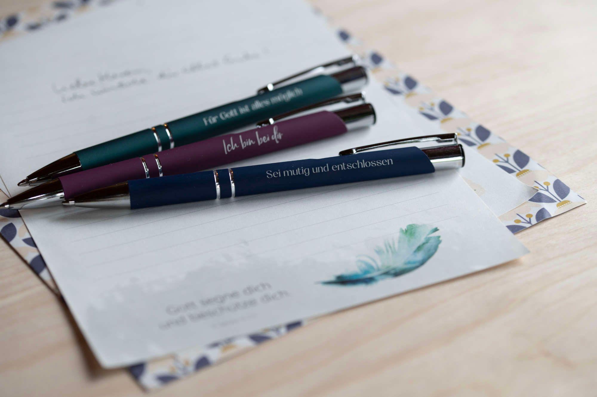 Beispielinhalt (Bild) Sei mutig und entschlossen - Kugelschreiber im Etui