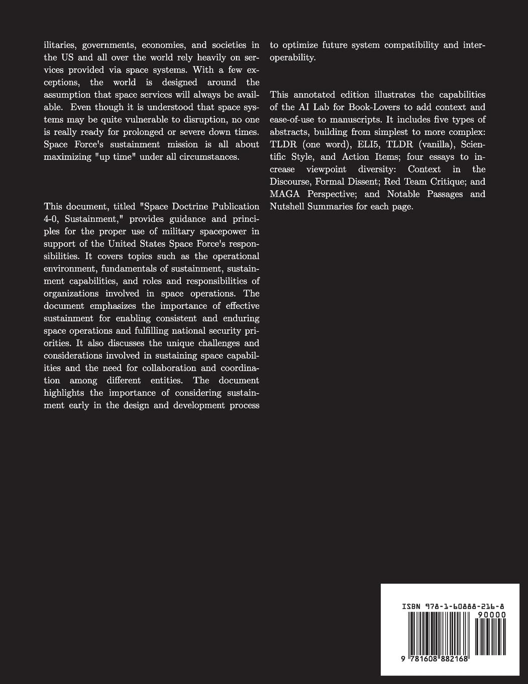 Rückseitencover Space Doctrine Publication 4-0 Sustainment