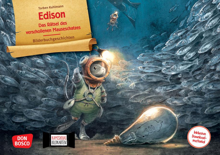 Vorderes Coverbild Edison. Das Rätsel des verschollenen Mauseschatzes. Kamishibai Bildkartenset
