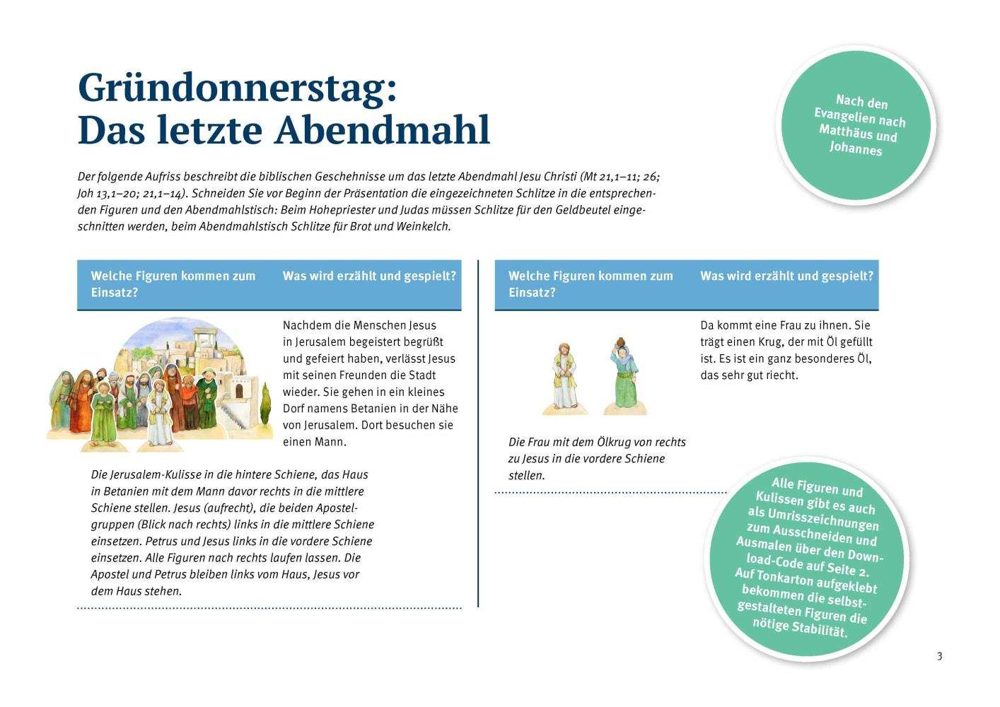Beispielinhalt (Bild) Gründonnerstag: Das letzte Abendmahl. Erzählschienen-Figurenset