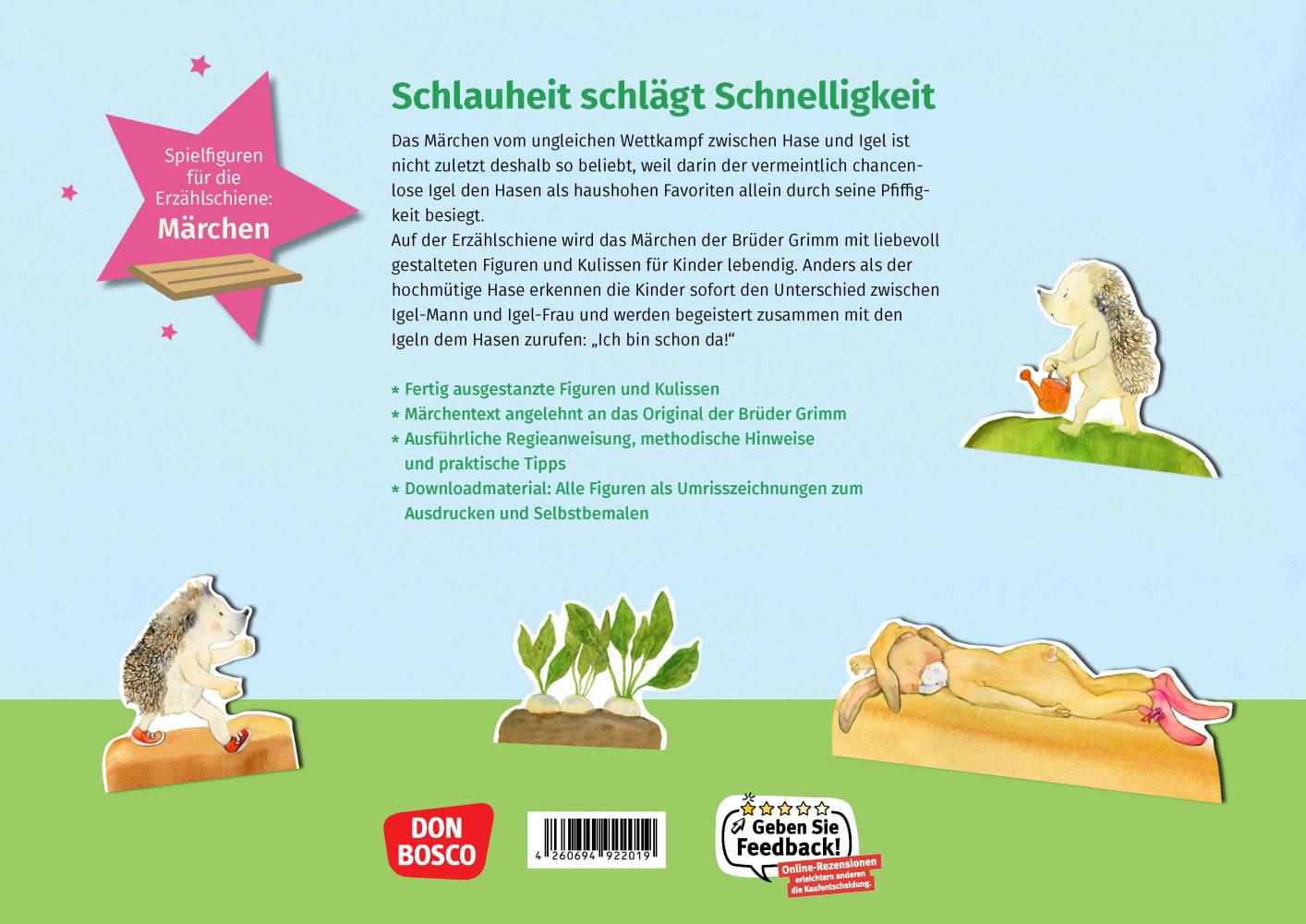 Beispielinhalt (Bild) Hase und Igel. Erzählschienen-Figurenset