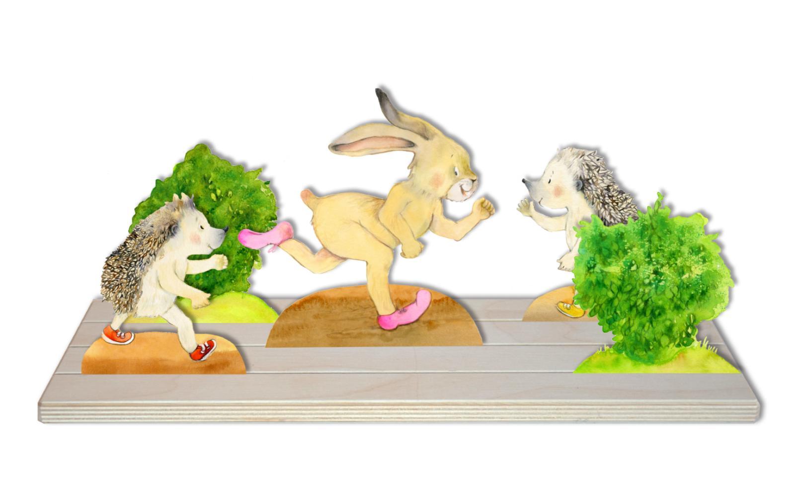 Beispielinhalt (Bild) Hase und Igel. Erzählschienen-Figurenset
