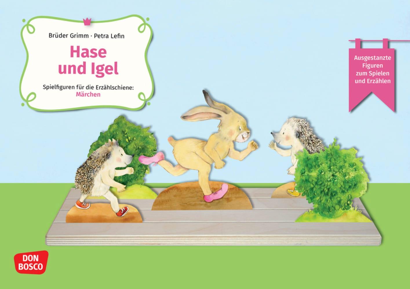 Vorderes Coverbild Hase und Igel. Erzählschienen-Figurenset