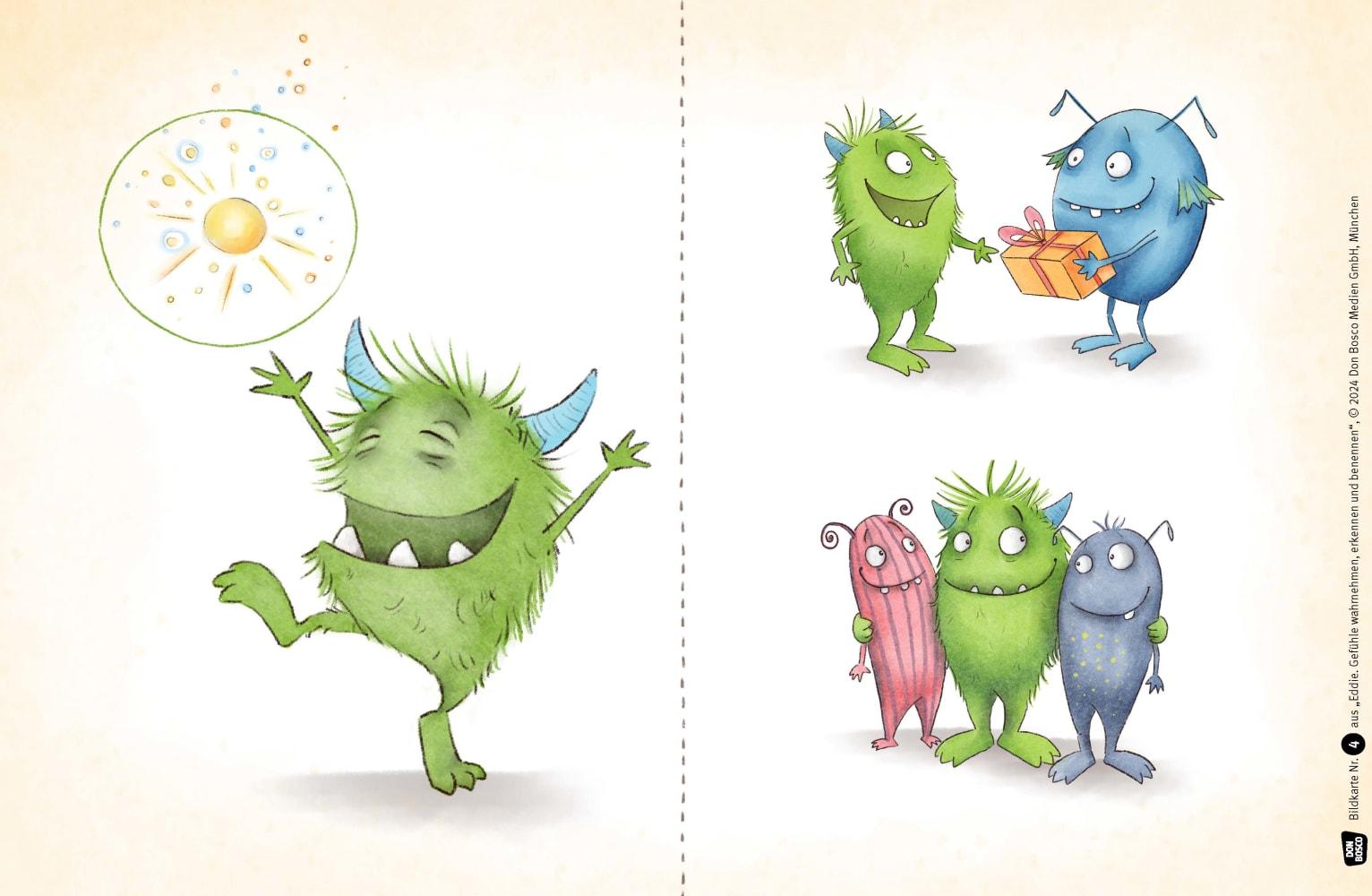 Beispielinhalt (Bild) Eddie. Gefühle wahrnehmen, erkennen und benennen. Kamishibai Bildkartenset