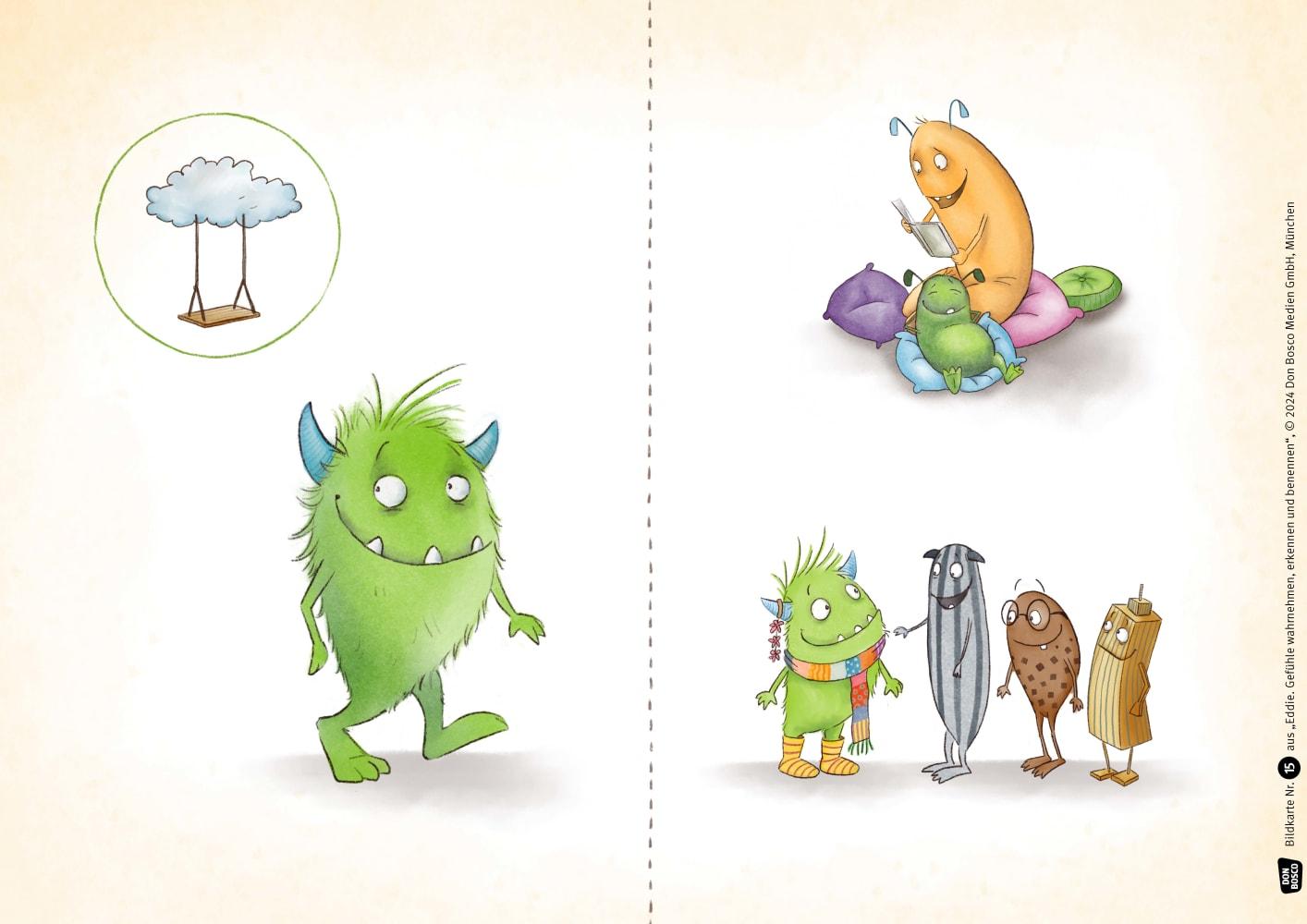 Beispielinhalt (Bild) Eddie. Gefühle wahrnehmen, erkennen und benennen. Kamishibai Bildkartenset