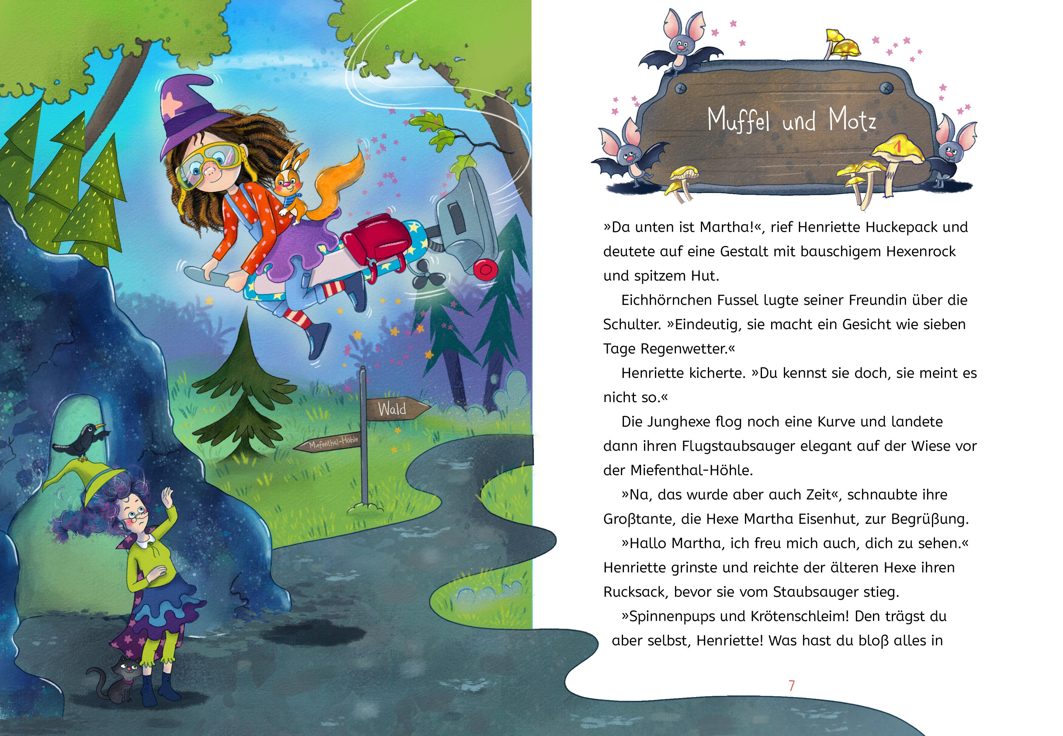 Beispielinhalt (Bild) Henriette Huckepack - Die verflixt-verhexte Suche nach dem Fungus Muffelkuss