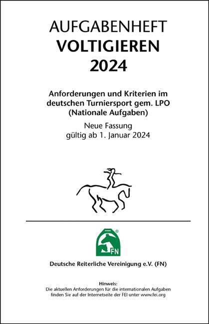 Vorderes Coverbild Aufgabenheft - Voltigieren 2024