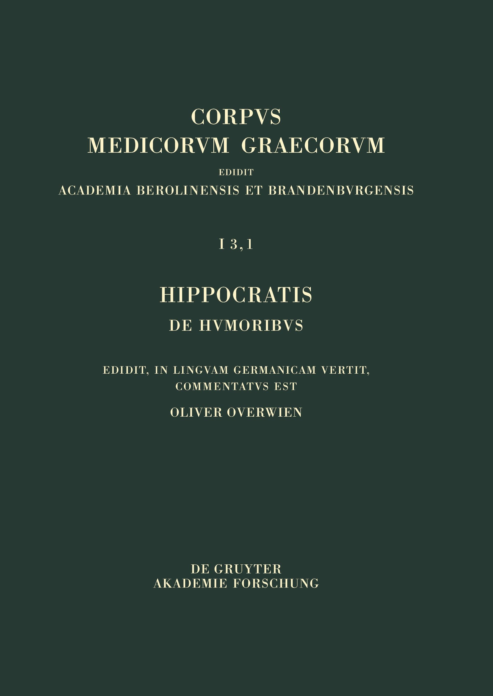 Vorderes Coverbild Hippocratis De humoribus