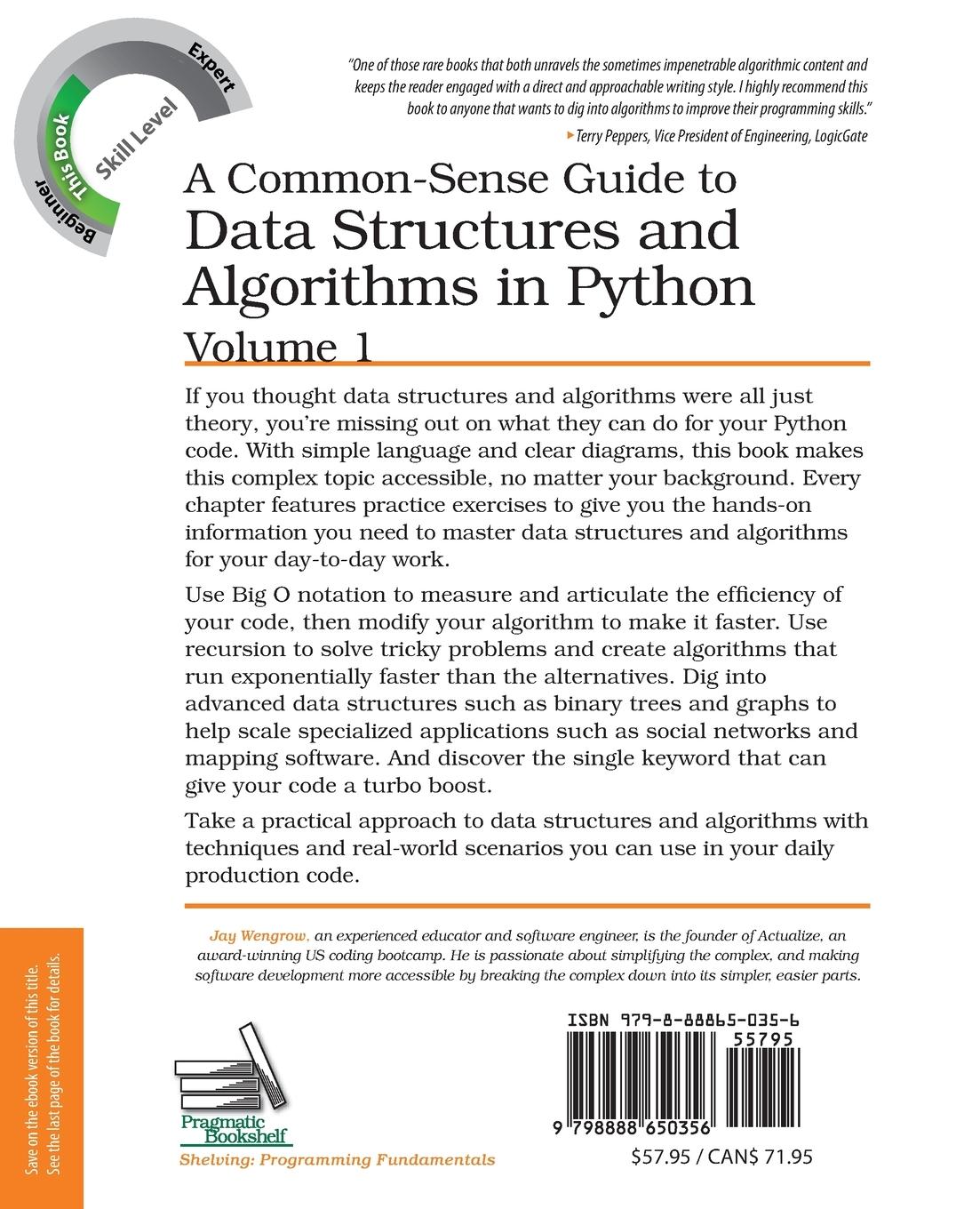 Rückseitencover A Common-Sense Guide to Data Structures and Algorithms in Python, Volume 1