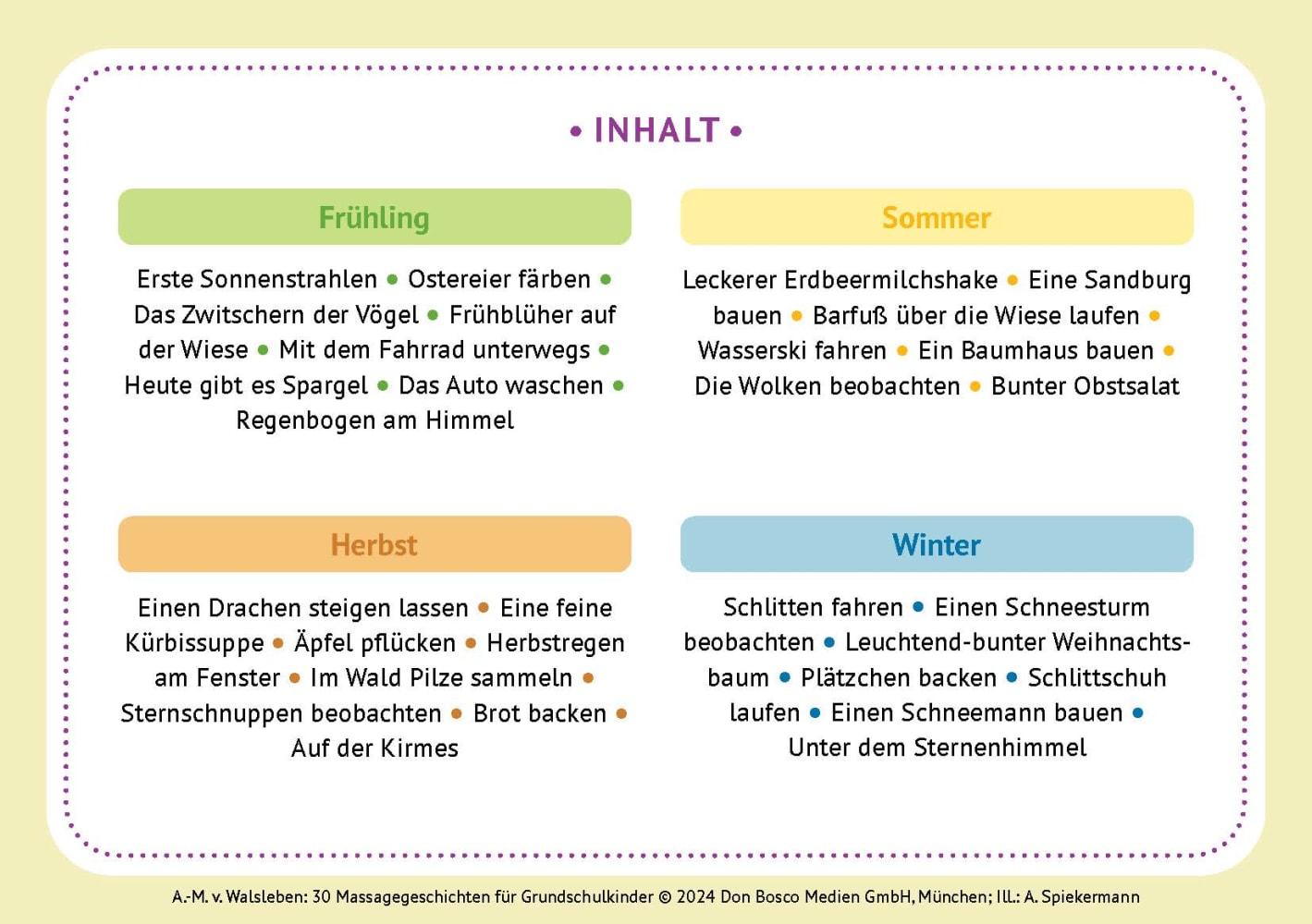 Beispielinhalt (Bild) 30 Massagegeschichten für Grundschulkinder