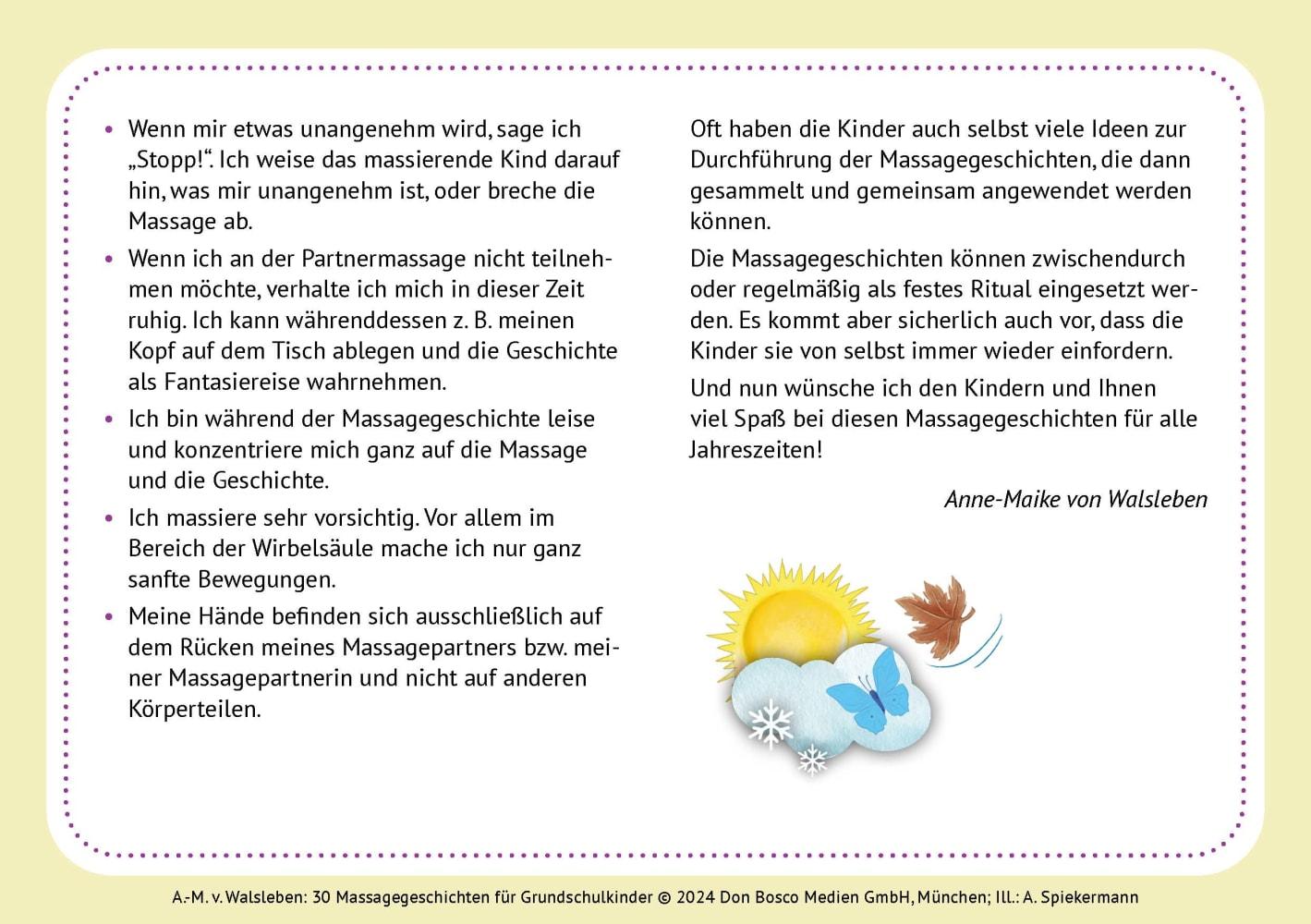 Beispielinhalt (Bild) 30 Massagegeschichten für Grundschulkinder