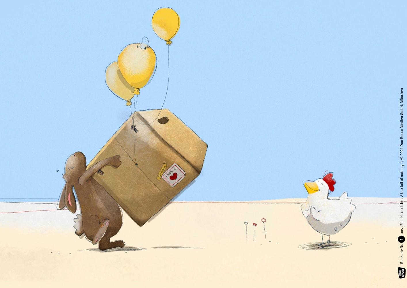 Beispielinhalt (Bild) Eine Kiste Nichts. A Box of Nothing. Kamishibai Bildkartenset