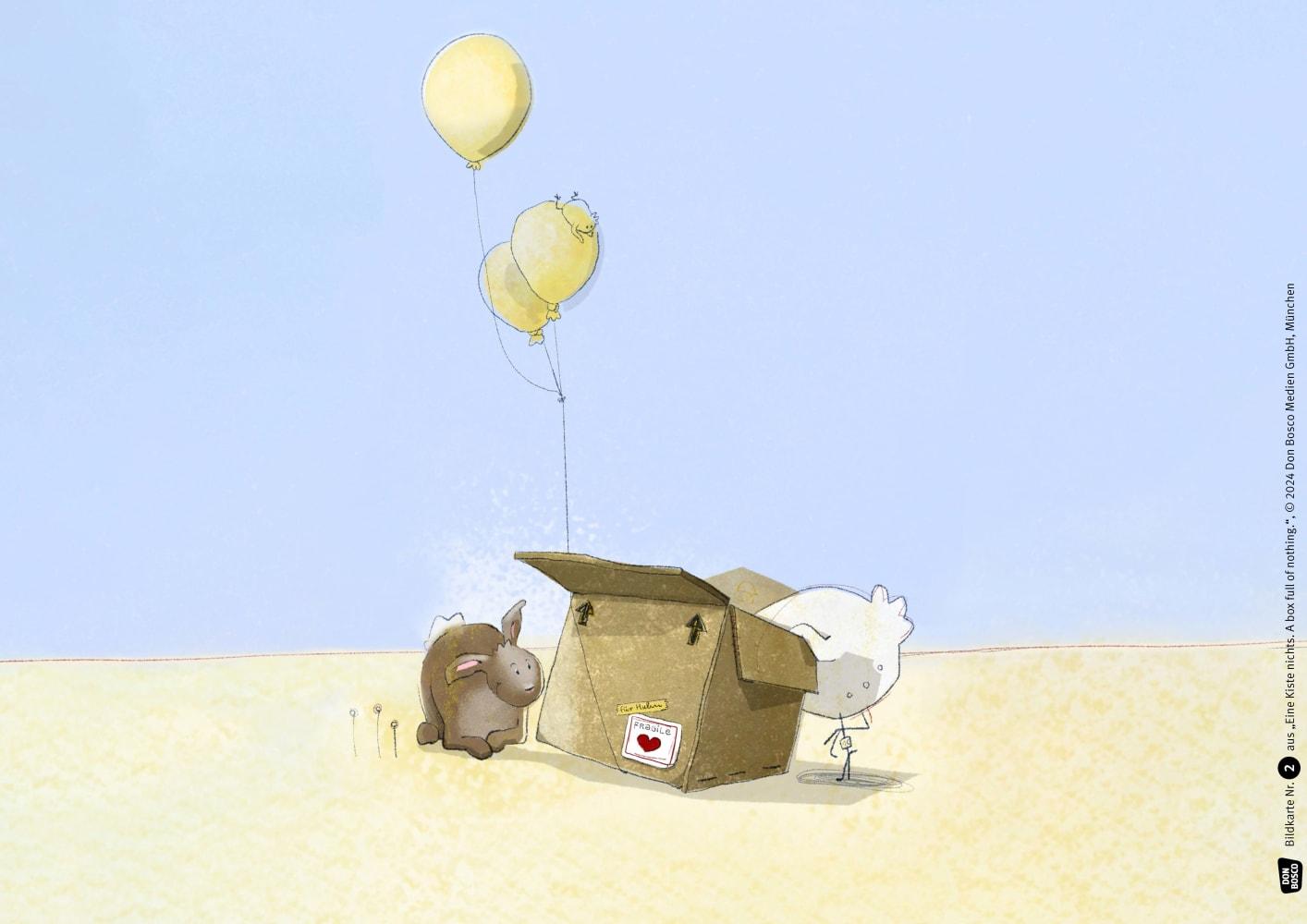 Beispielinhalt (Bild) Eine Kiste Nichts. A Box of Nothing. Kamishibai Bildkartenset