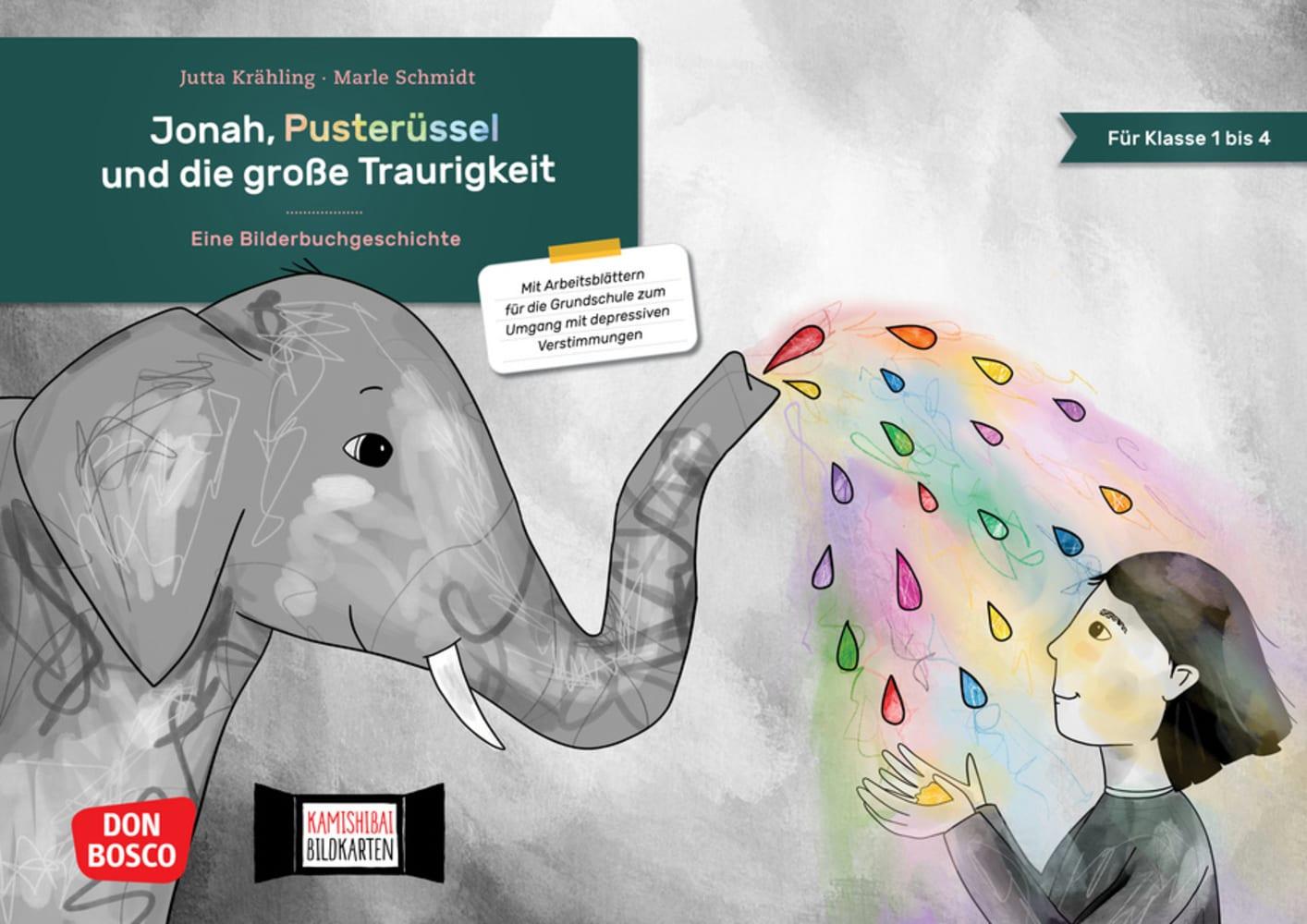 Vorderes Coverbild Jonah, Pusterüssel und die große Traurigkeit. Kamishibai Bildkartenset