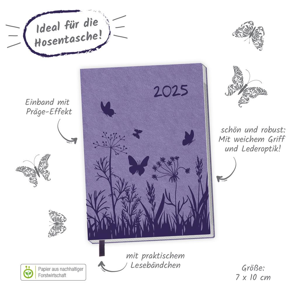 Beispielinhalt (Bild) Trötsch Taschenkalender A7 Soft Touch Blumen 2025