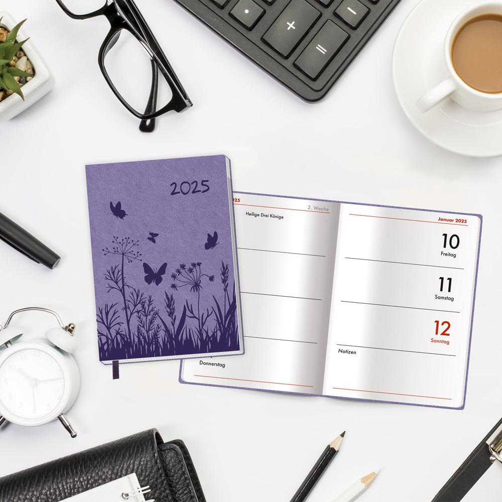 Beispielinhalt (Bild) Trötsch Taschenkalender A7 Soft Touch Blumen 2025