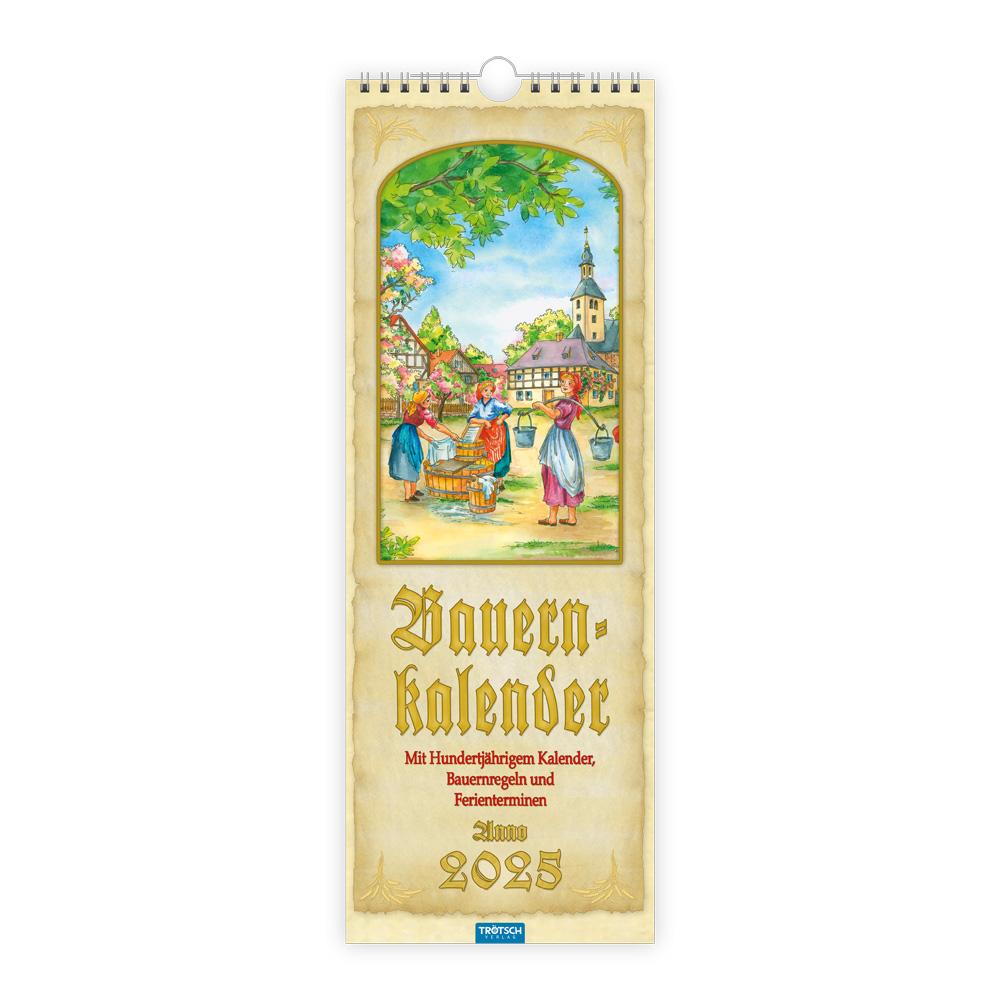 Vorderes Coverbild Trötsch Maxi-Streifenkalender Bauernkalender 2025 mit Hundertjährigem Kalender, Bauernregeln und Ferienterminen
