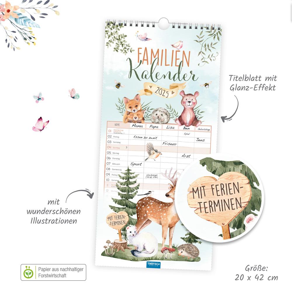 Beispielinhalt (Bild) Trötsch Familienkalender Waldfreunde 2025