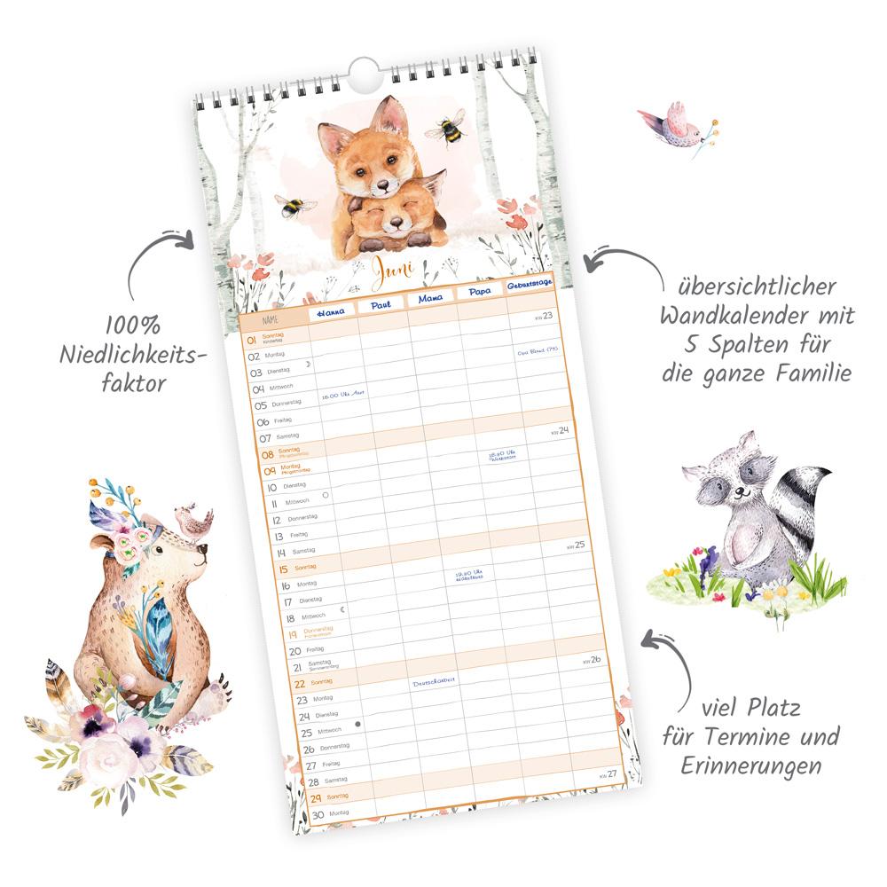 Beispielinhalt (Bild) Trötsch Familienkalender Waldfreunde 2025
