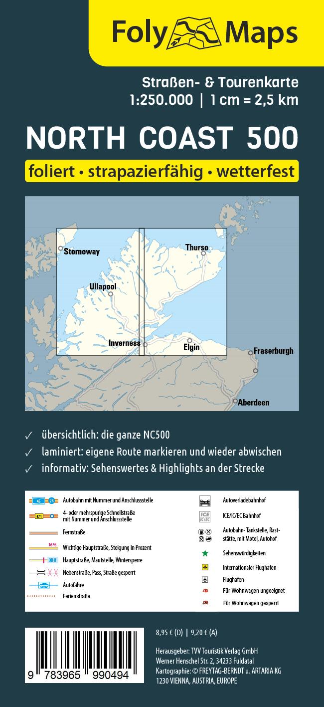 Rückseitencover FolyMaps Karte Schottlands North Coast 500