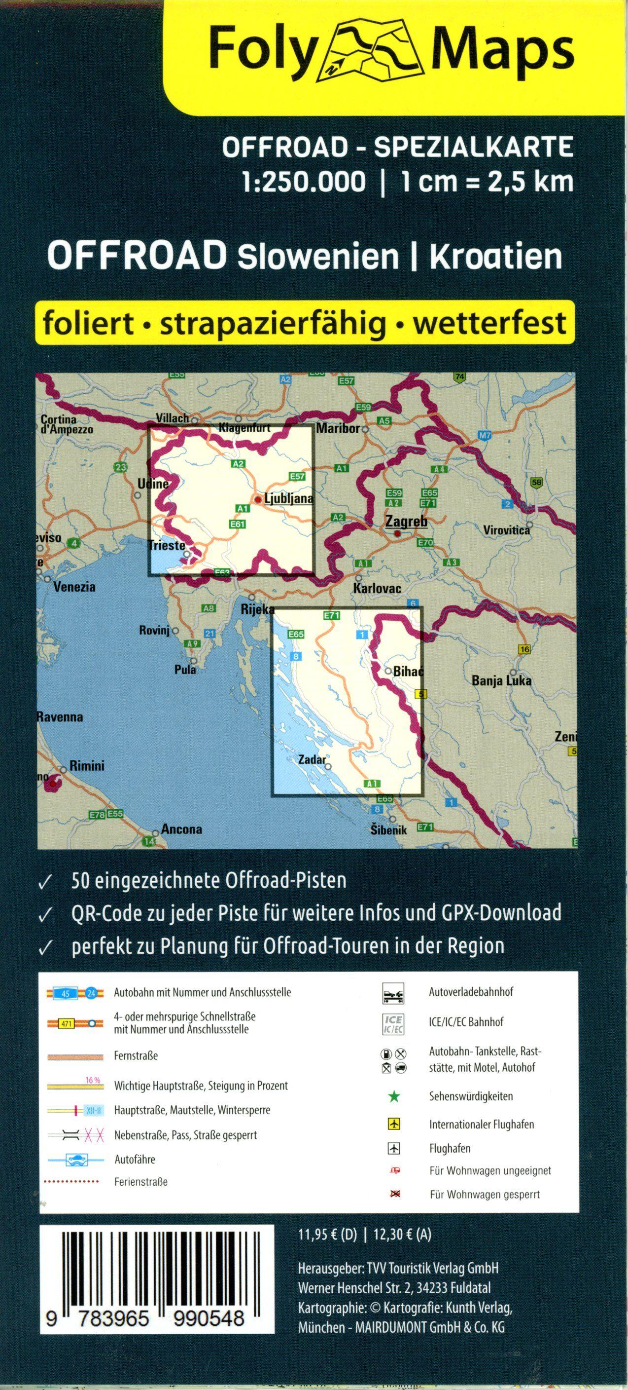 Beispielinhalt (Bild) FolyMaps OFFROAD Slowenien Kroatien 1:250 000