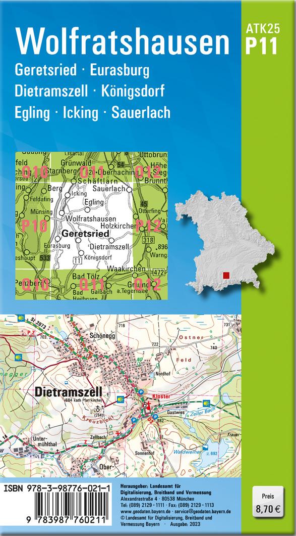 Rückseitencover ATK25-P11 Wolfratshausen (Amtliche Topographische Karte 1:25000)