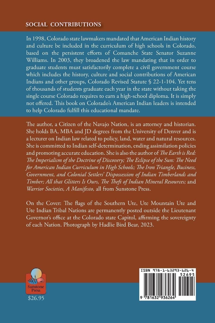 Rückseitencover Social Contributions of Colorado's American Indian Leaders For the Seven Generations to Come