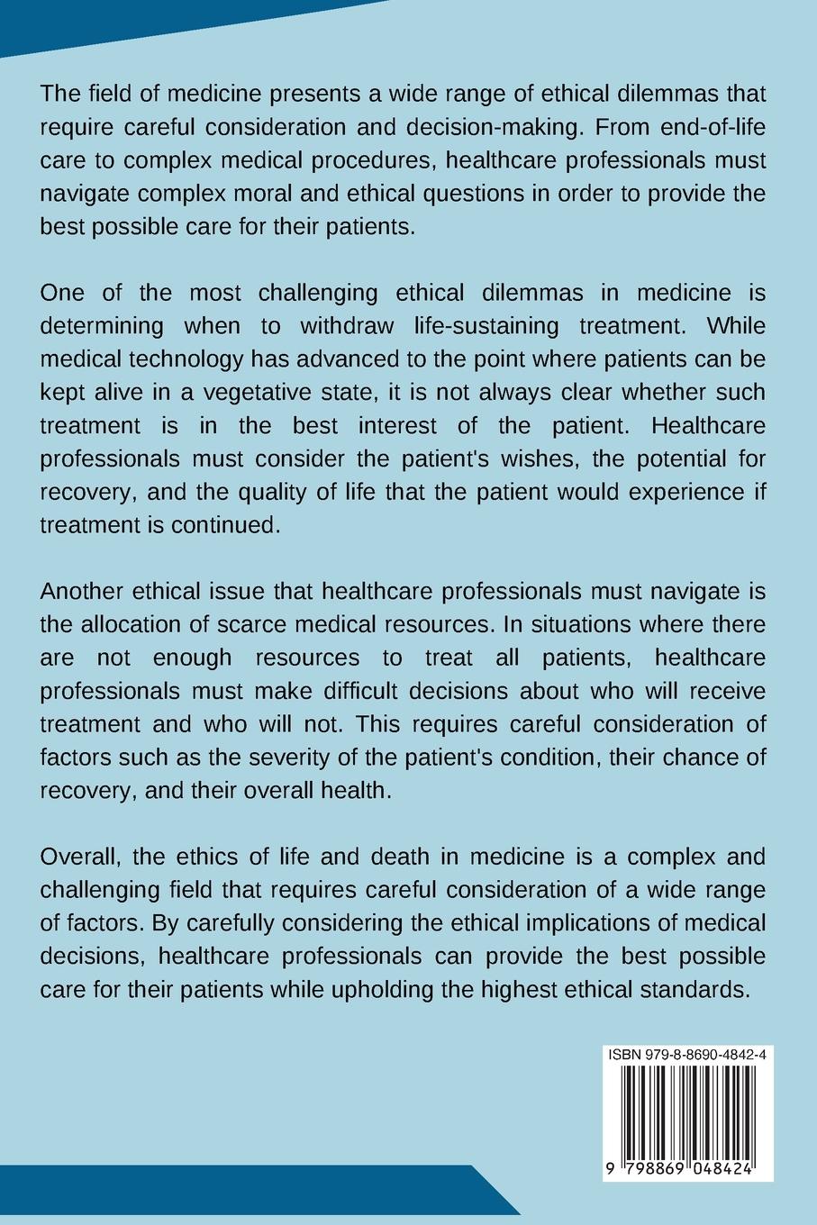 Rückseitencover The Ethics of Life and Death Exploring Medical Dilemmas