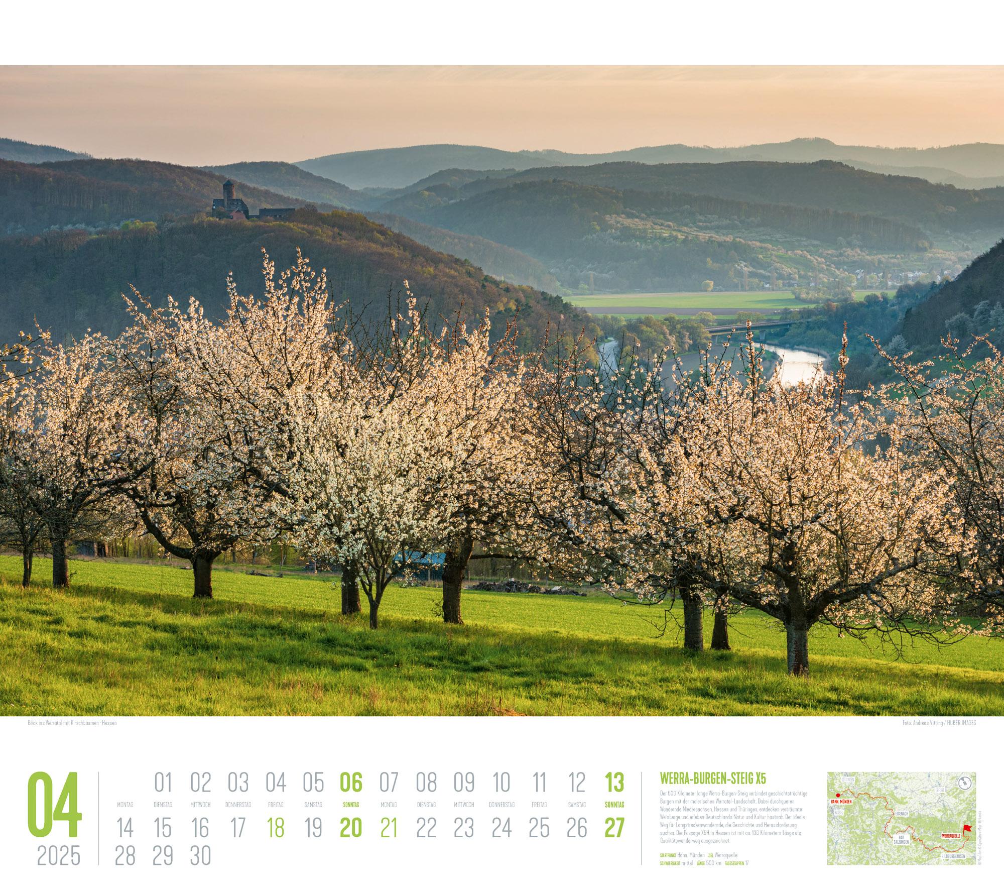Beispielinhalt (Bild) Deutschland Wanderland - Die schönsten Wanderwege Kalender 2025