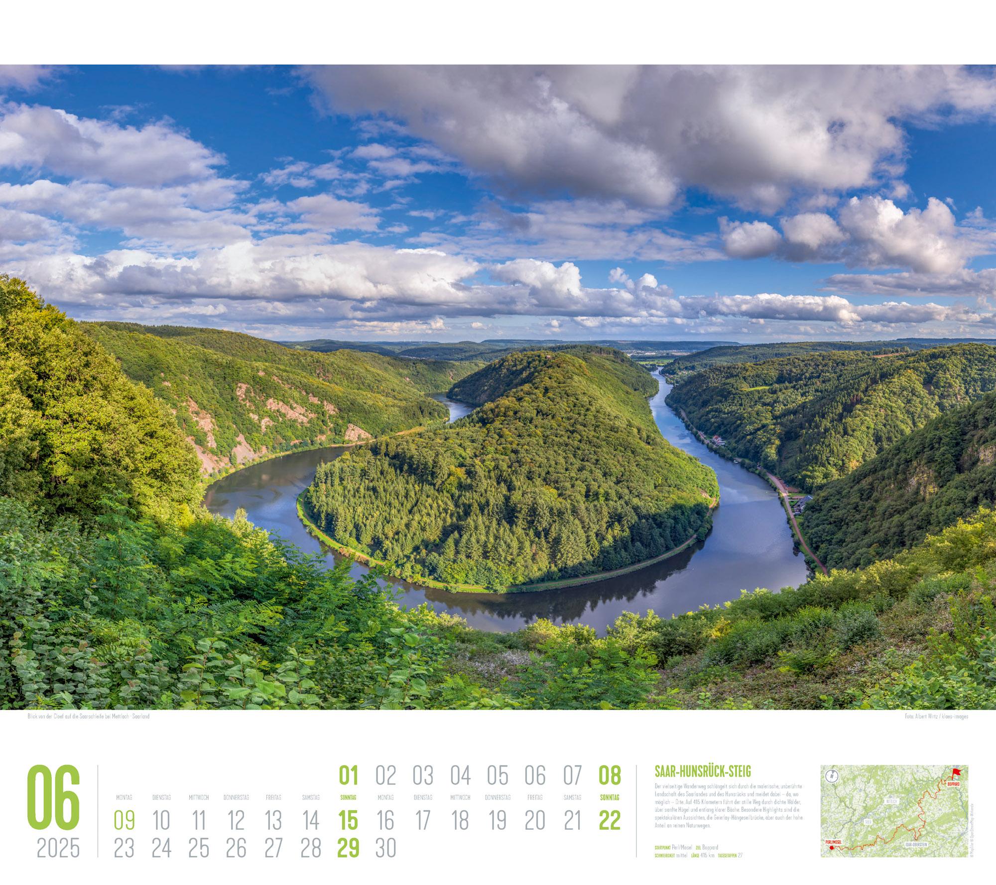 Beispielinhalt (Bild) Deutschland Wanderland - Die schönsten Wanderwege Kalender 2025