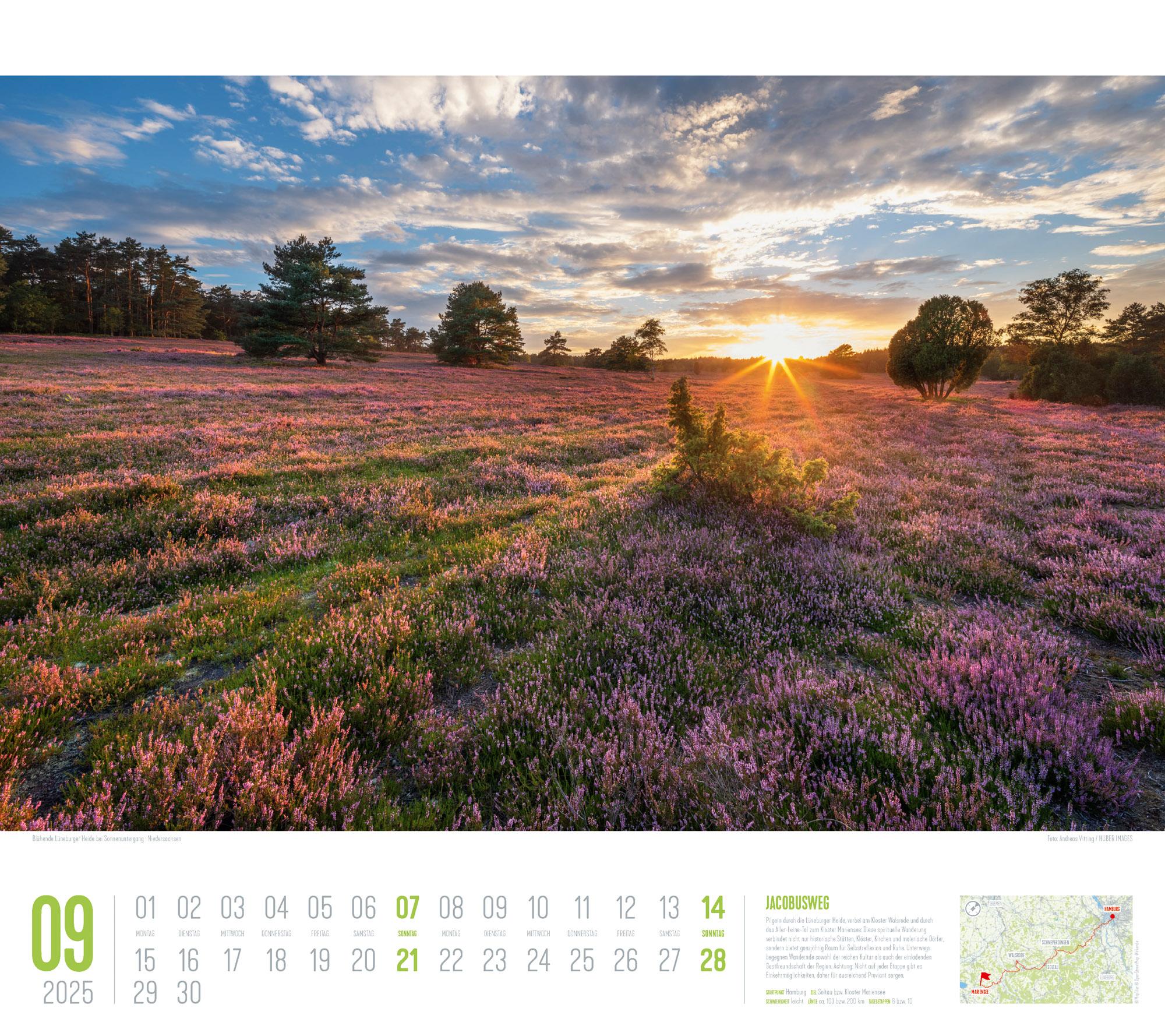 Beispielinhalt (Bild) Deutschland Wanderland - Die schönsten Wanderwege Kalender 2025