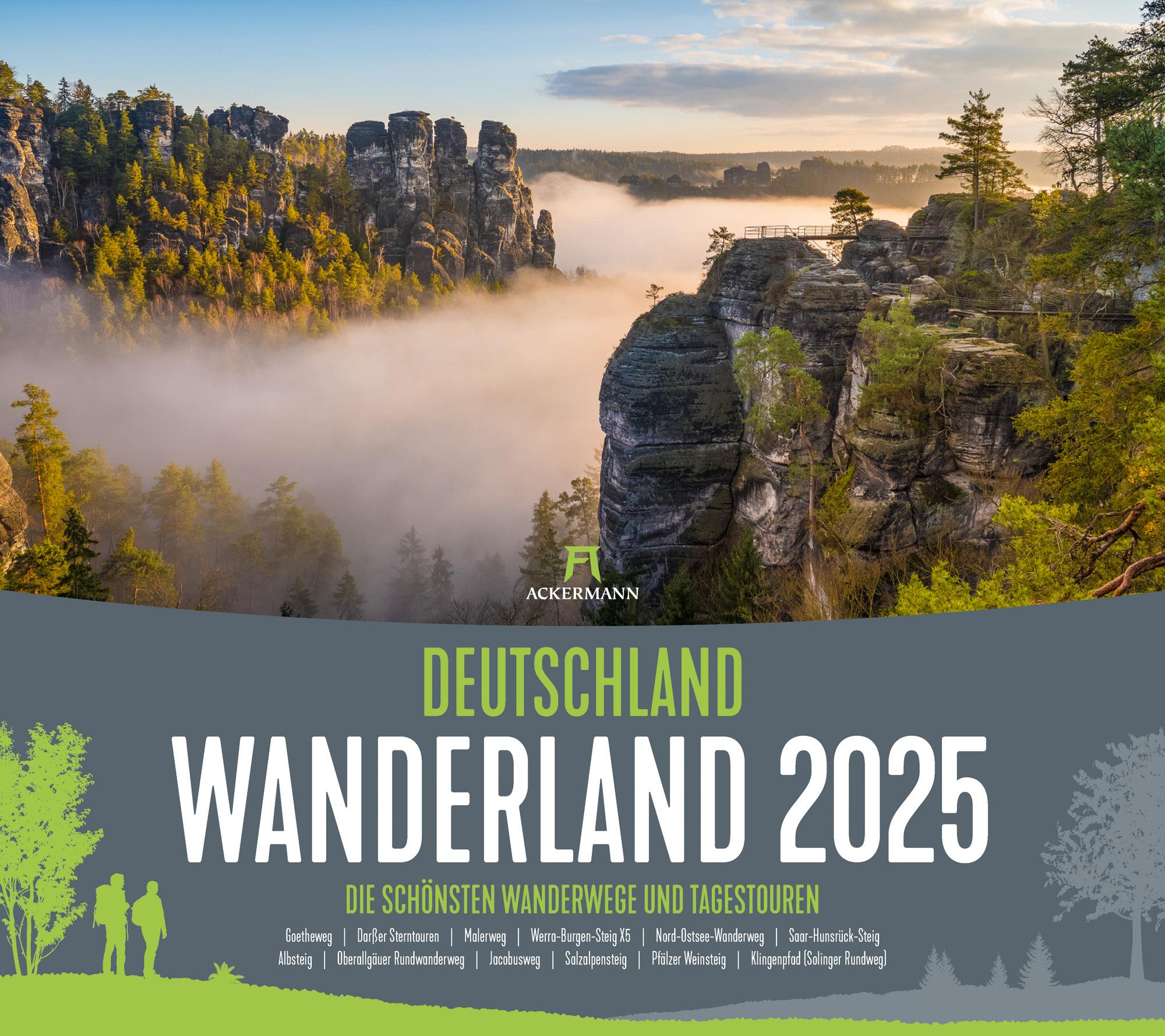 Vorderes Coverbild Deutschland Wanderland - Die schönsten Wanderwege Kalender 2025