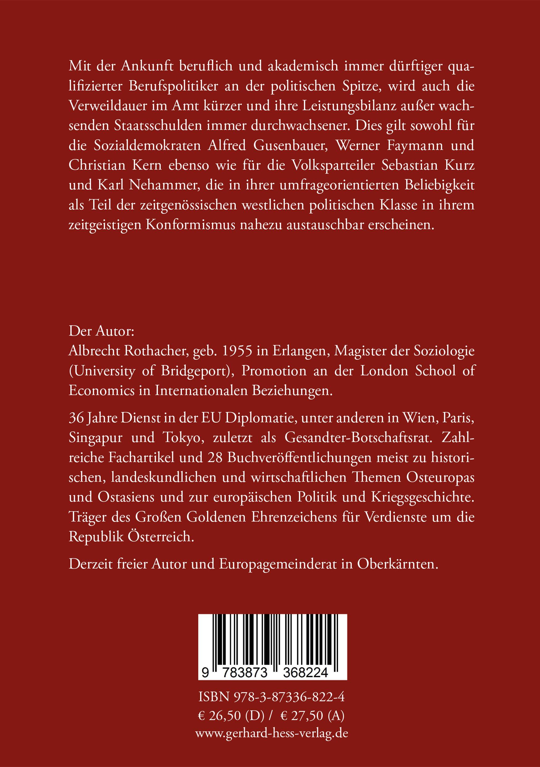 Rückseitencover Österreichs Kanzler in der 2. Republik