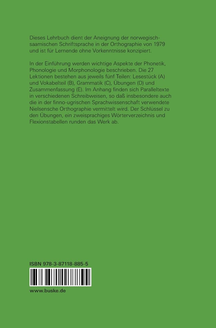 Rückseitencover Lehrbuch der saamischen (lappischen) Sprache