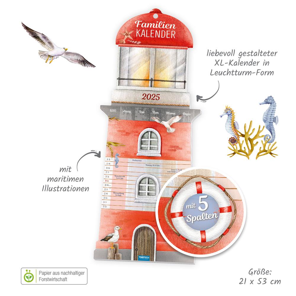 Beispielinhalt (Bild) Trötsch Formkalender Familienkalender Leuchtturm 2025