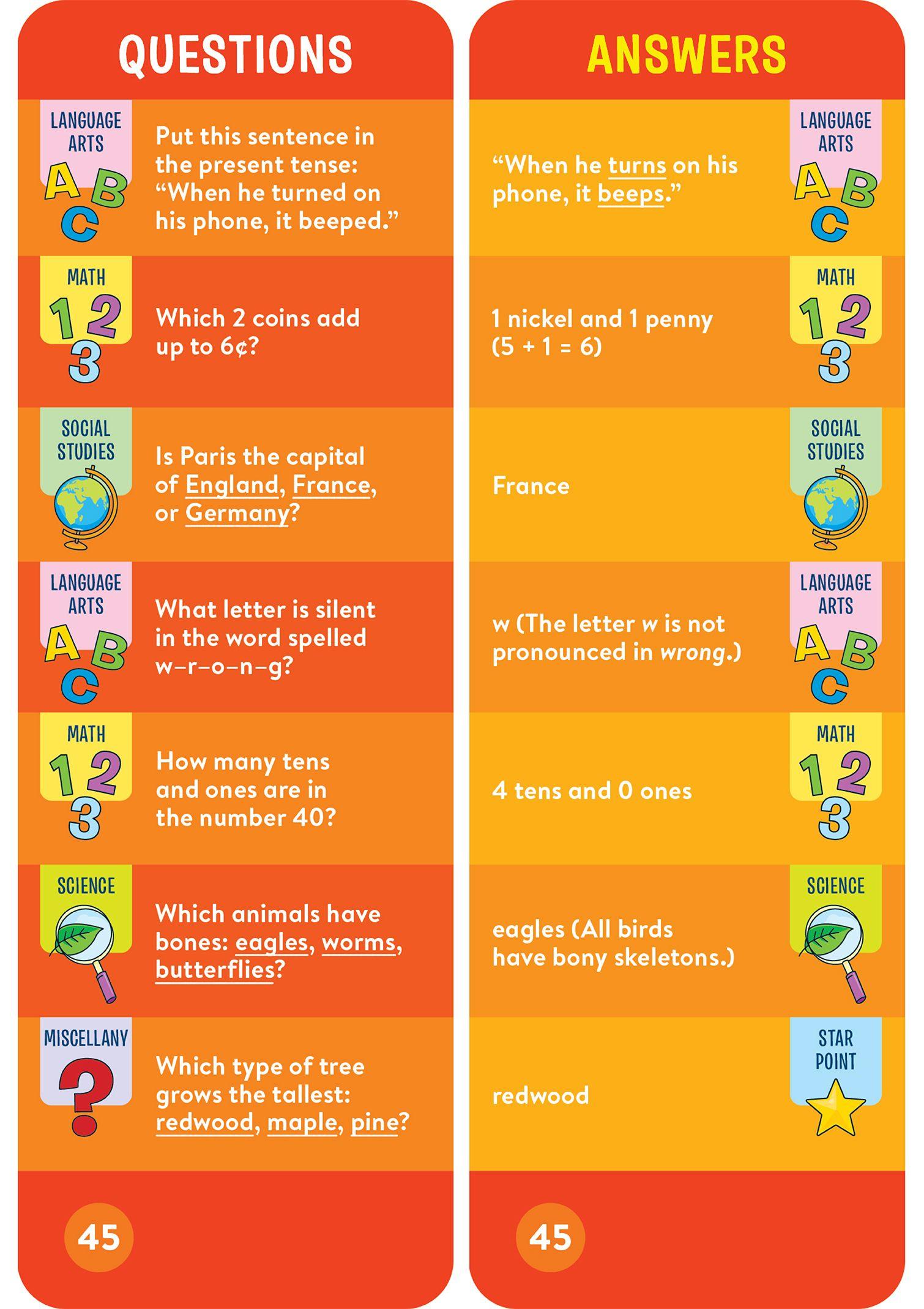 Beispielinhalt (Bild) Brain Quest 2nd Grade Smart Cards Revised 5th Edition