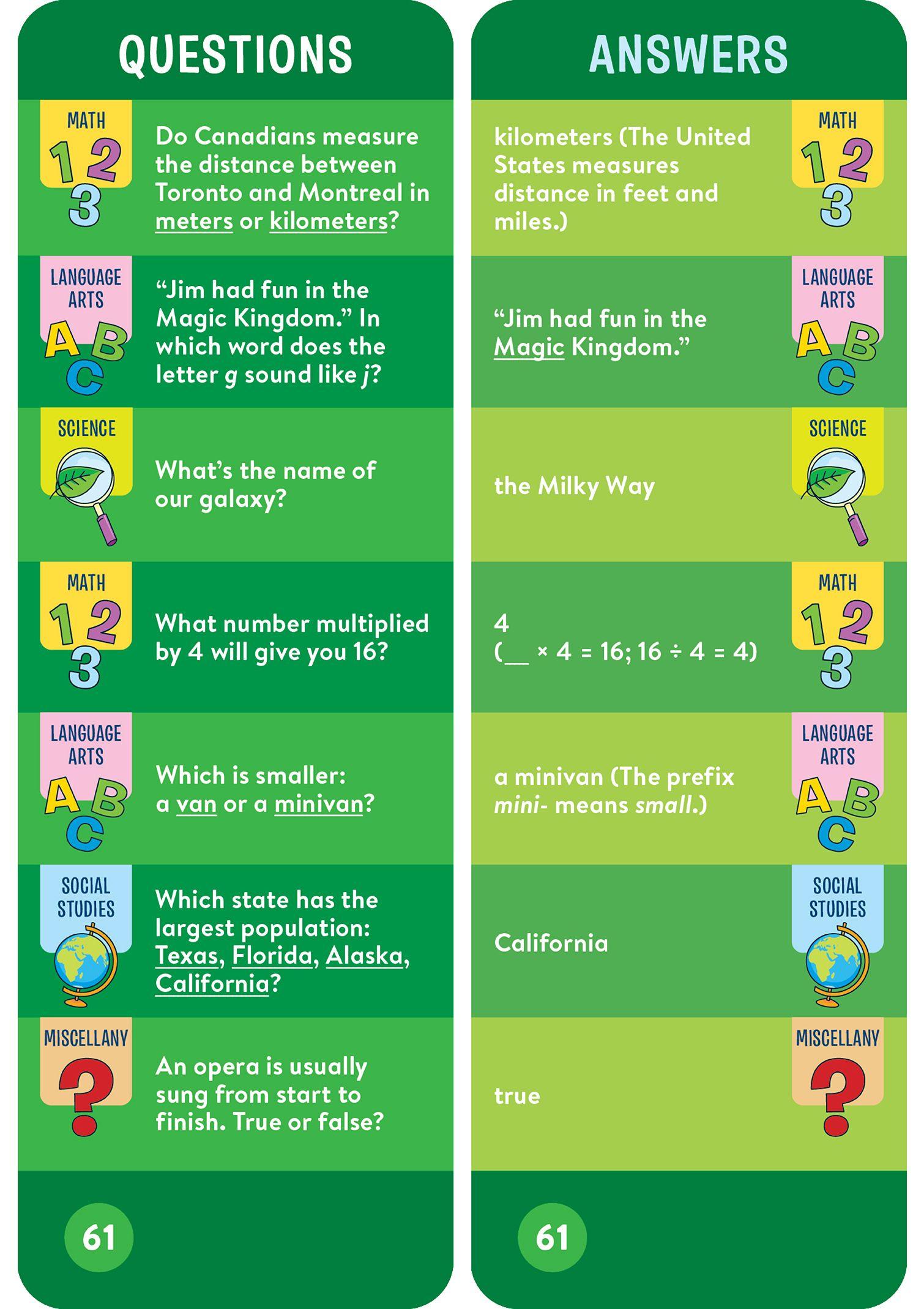 Beispielinhalt (Bild) Brain Quest 3rd Grade Smart Cards Revised 5th Edition